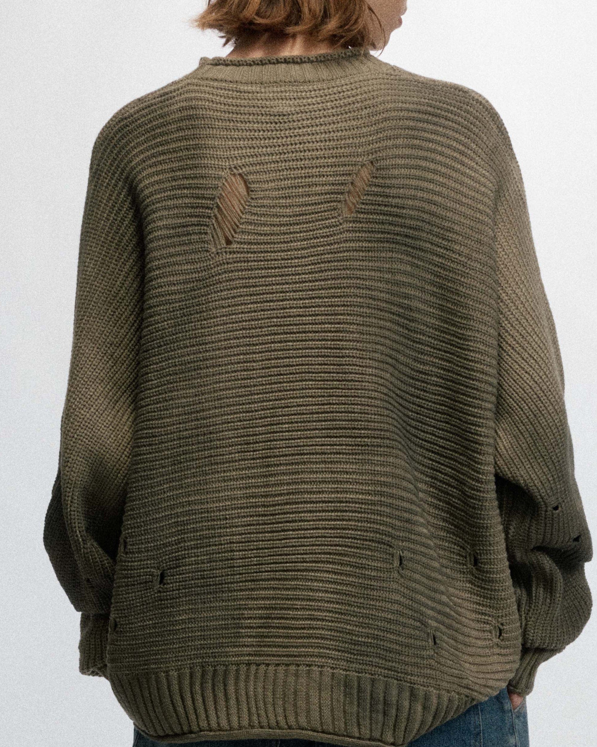 OVDY Faded Ripped Raw Edge Sweater