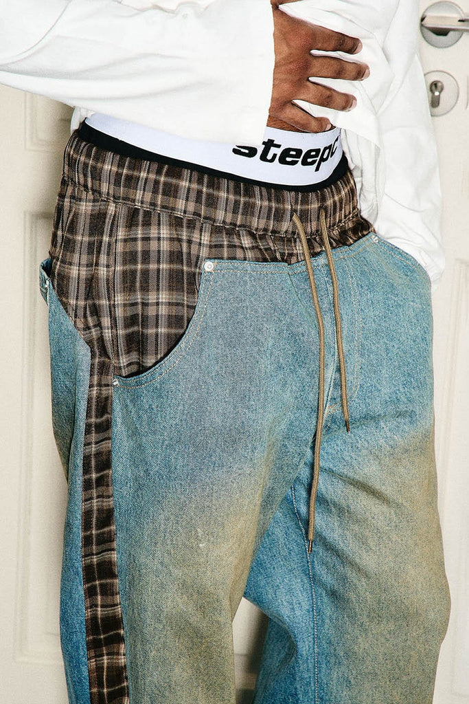 STEEPC Distressed Double-Layered Denim Pants, premium urban and streetwear designers apparel on PROJECTISR.com, STEEPC