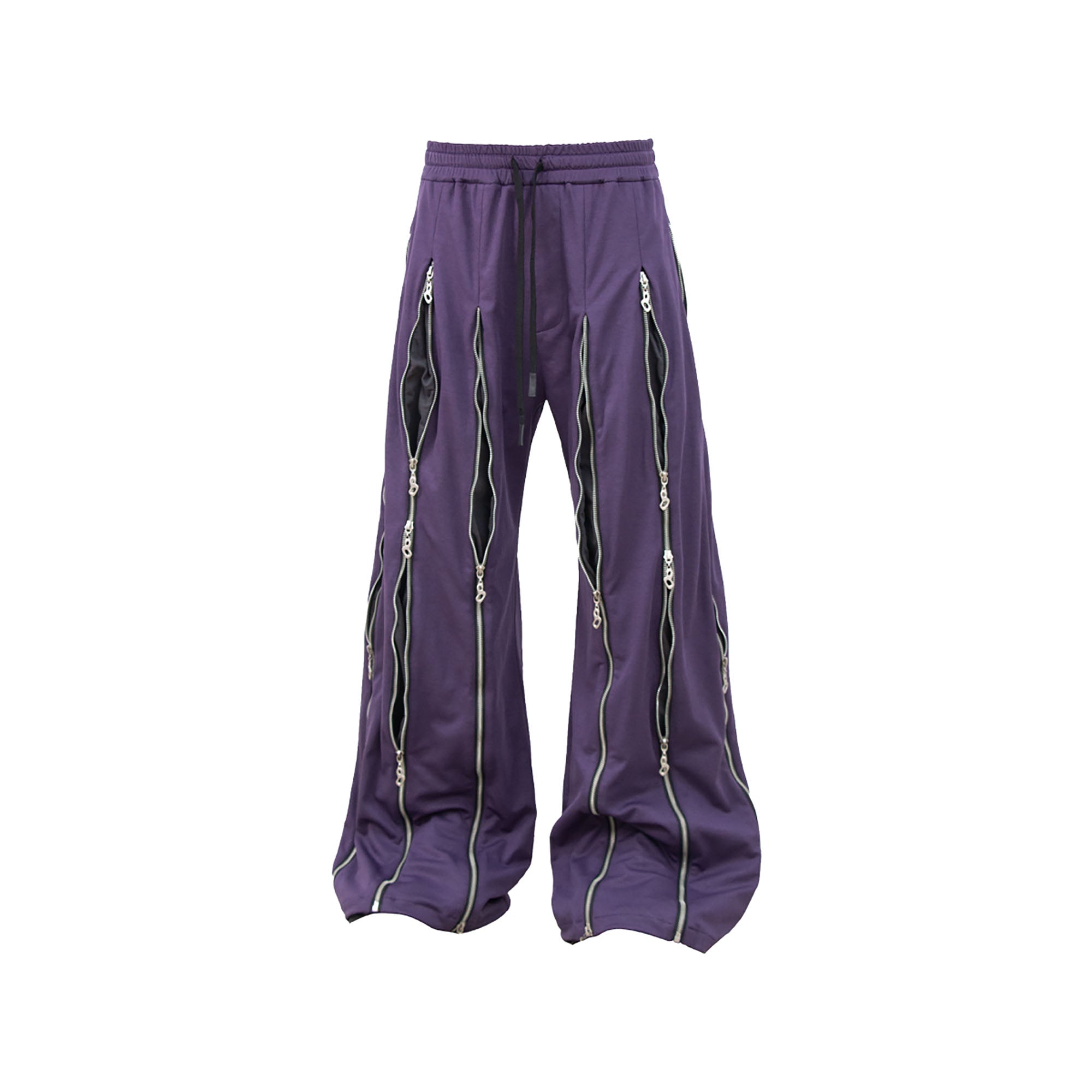 EMBRYO Deconstructed Front-Zipper Cracked Flared Pants
