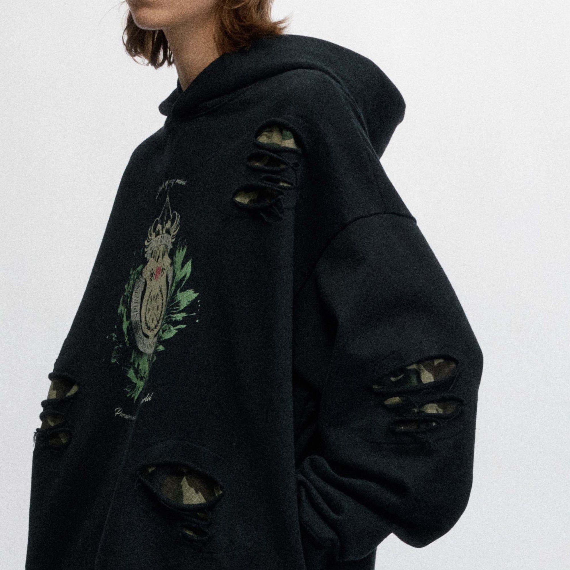 OVDY Badge Ripped Hoodie