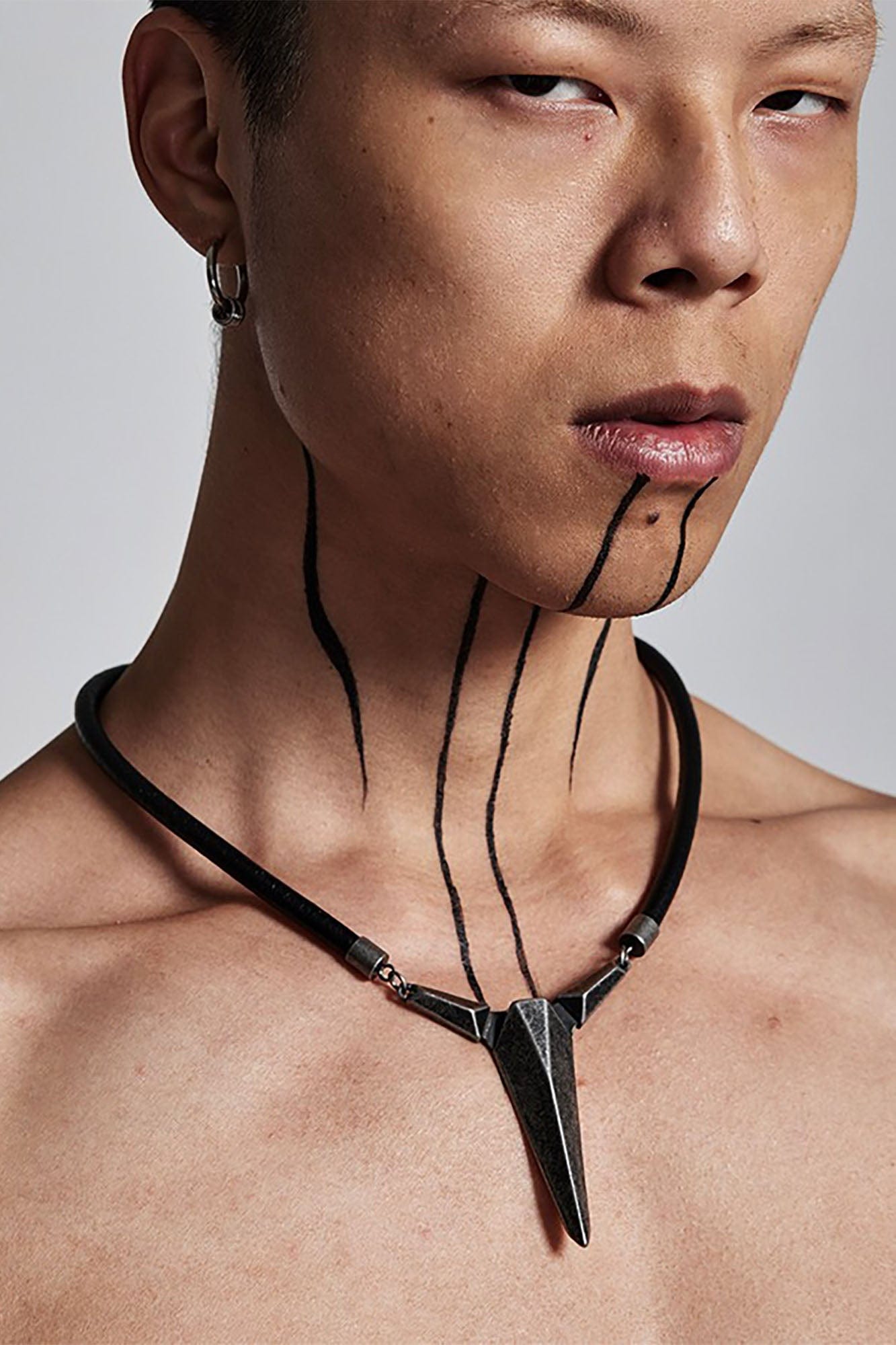 SSIN7 Spike Pendant Faux Leather Necklace, premium urban and streetwear designers apparel on PROJECTISR.com, SSIN7