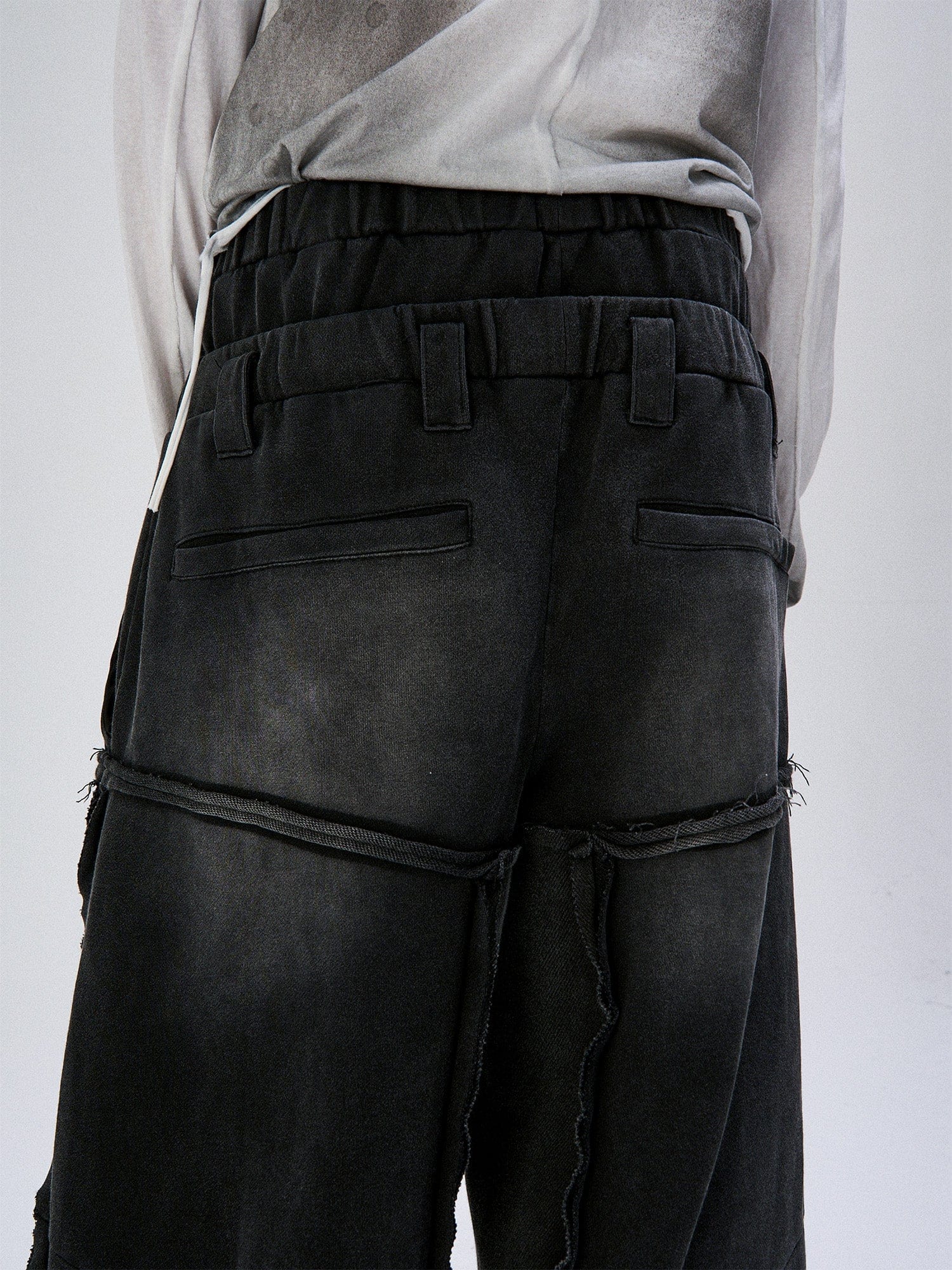 FLYERRER Washed Double-Waist Bullet Rivet Baggy Sweatpants, premium urban and streetwear designers apparel on PROJECTISR.com, FLYERRER