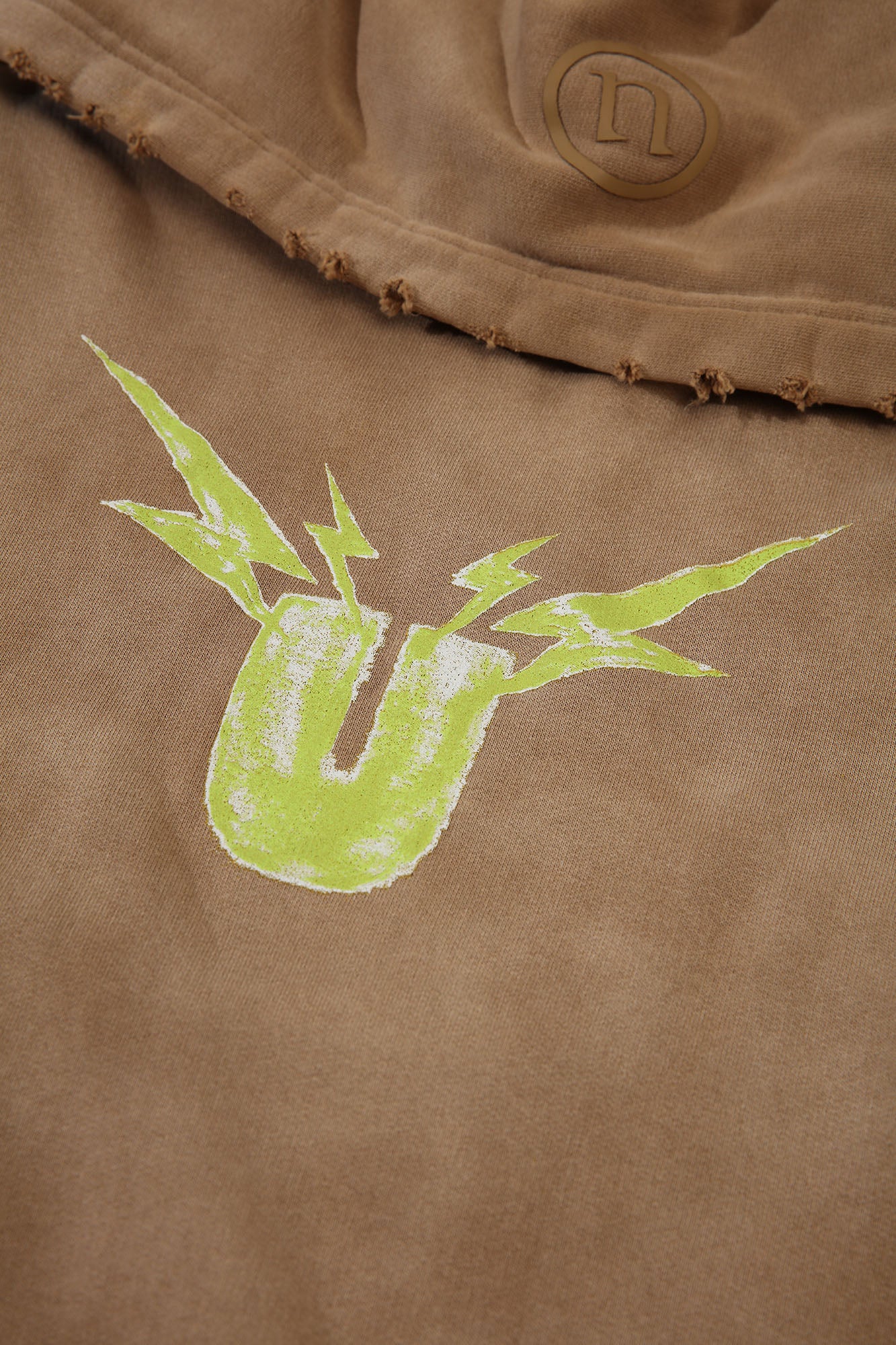 ULIPERY Distressed Gradient Oversized Hoodie Brown