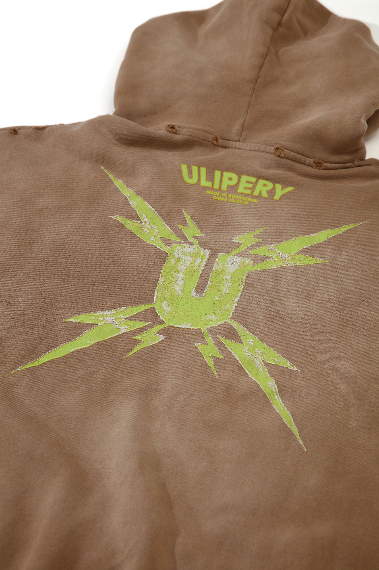 ULIPERY Distressed Gradient Oversized Hoodie Brown