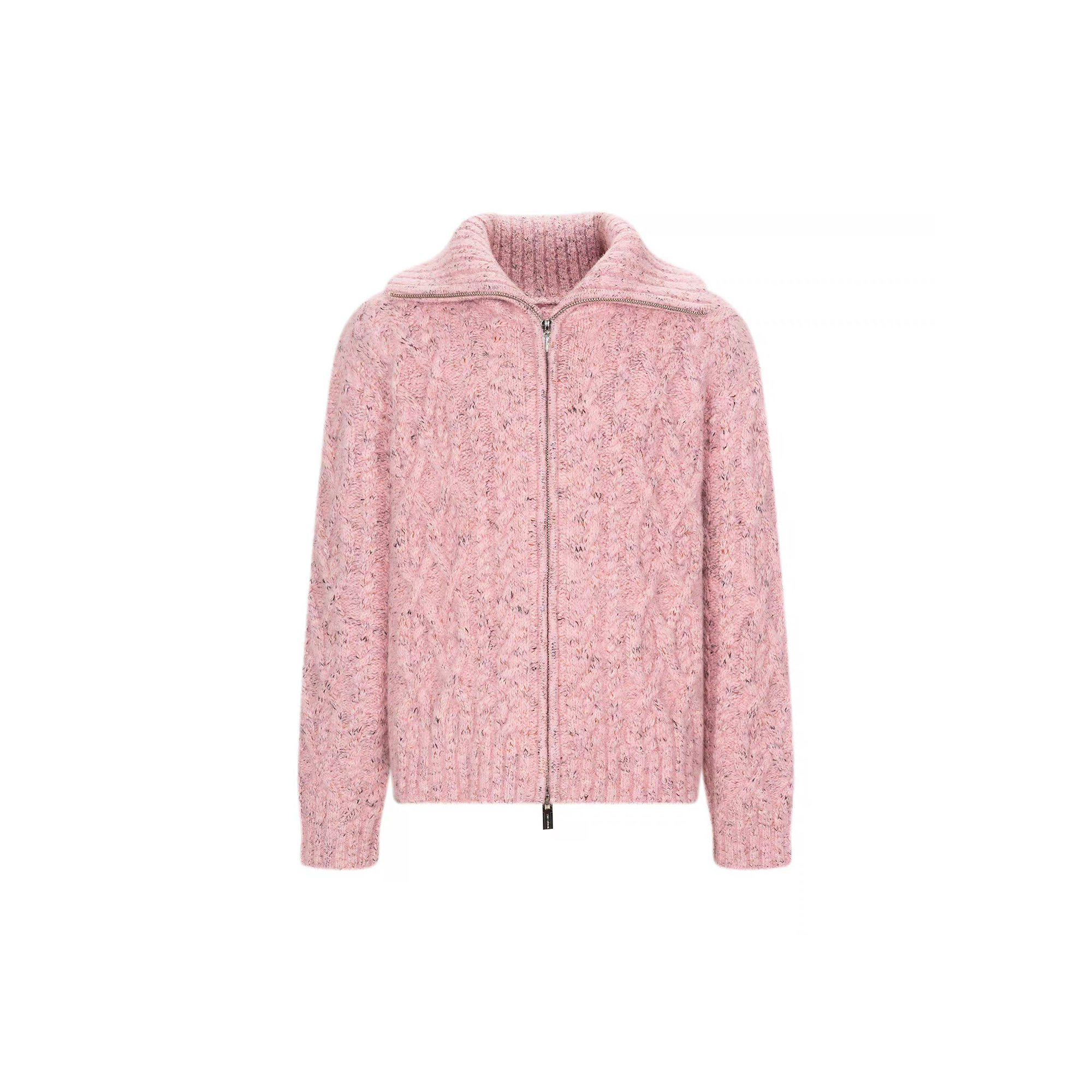 TIWILLTANG Dual-Zipper Cable Knit Funnel Sweater