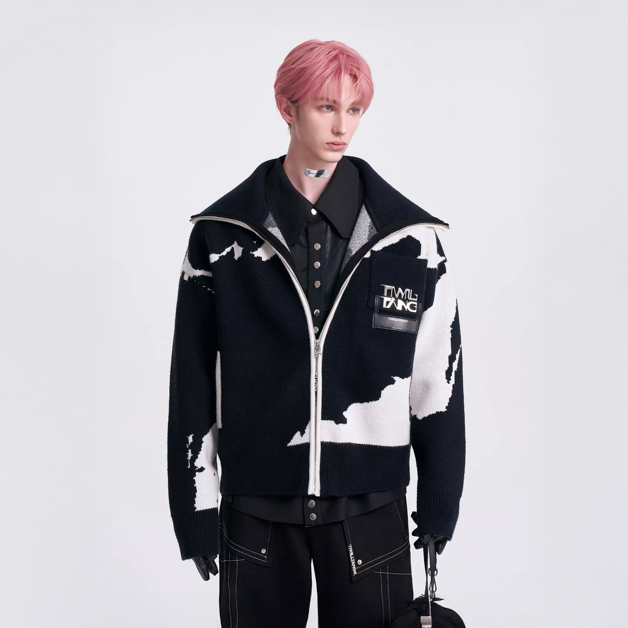 TIWILLTANG Jacquard LOGO Patch Knit Jacket