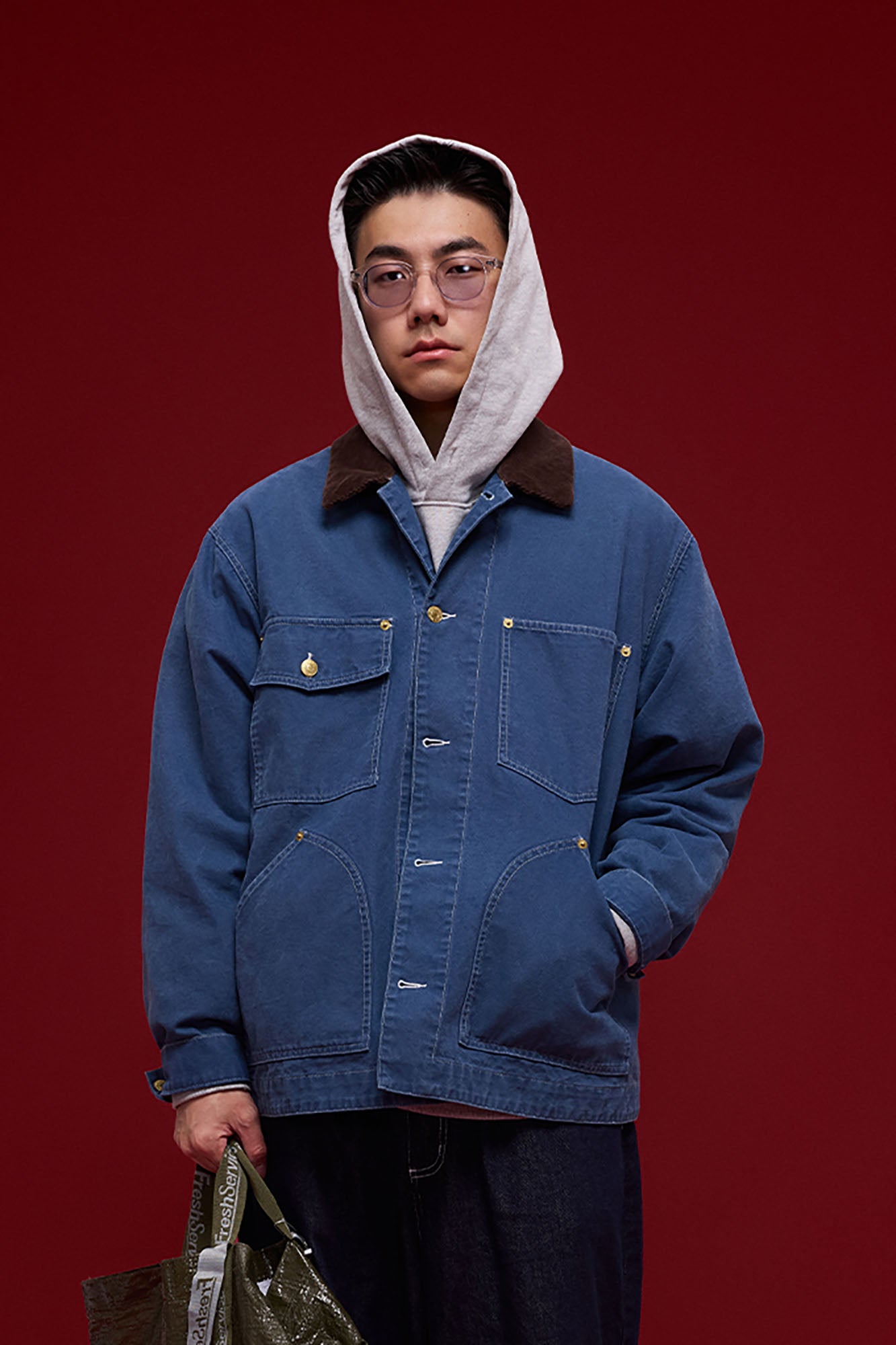 BANANA CLUB Contrast Collar Stitch Utility Jacket