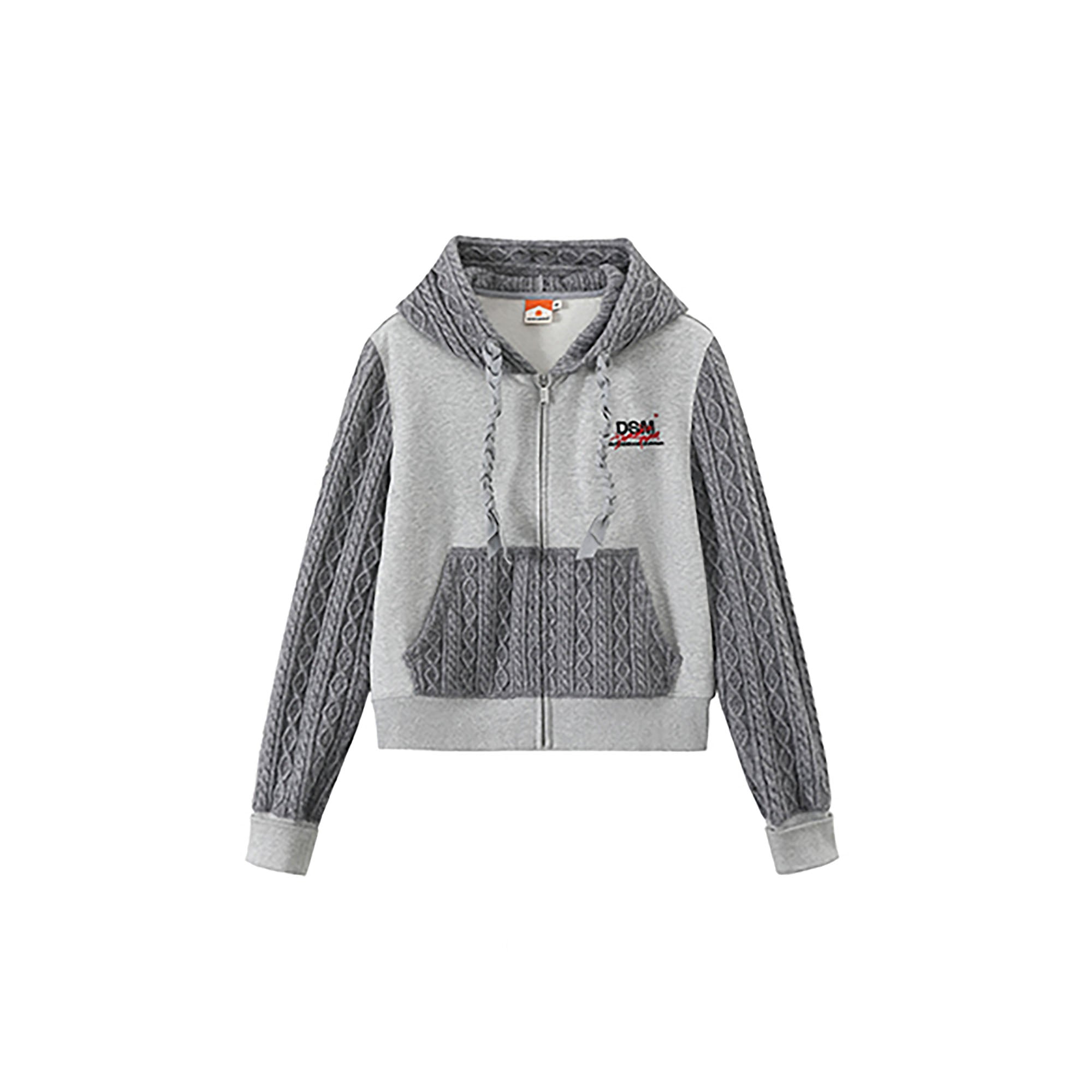 DONSMOKE Spliced Cable-Knit Zip-Up Hoodie, premium urban and streetwear designers apparel on PROJECTISR.com, DONSMOKE