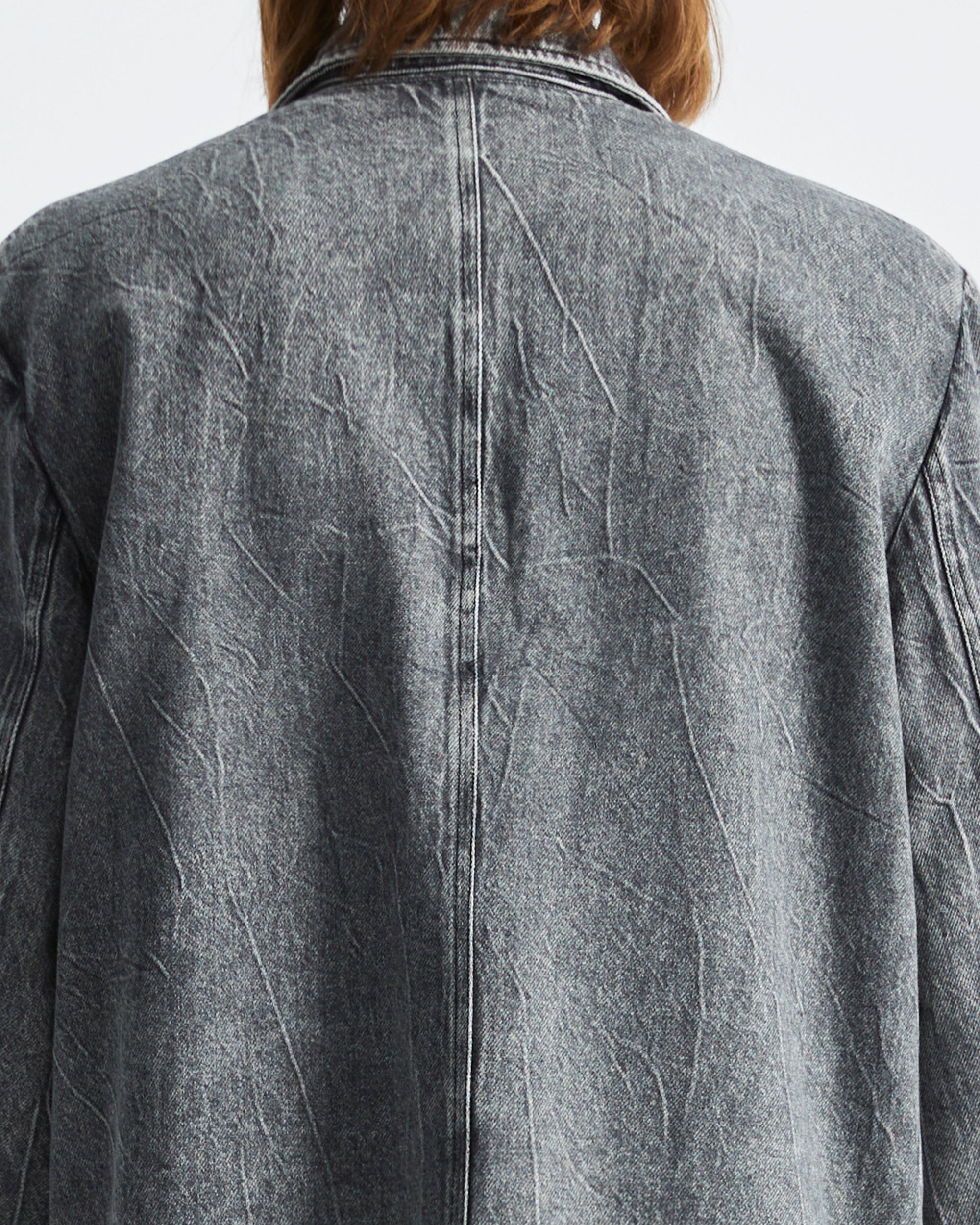 ORGANIC EMOTION Deconstructed Washed Detachable Collar Denim Blazer