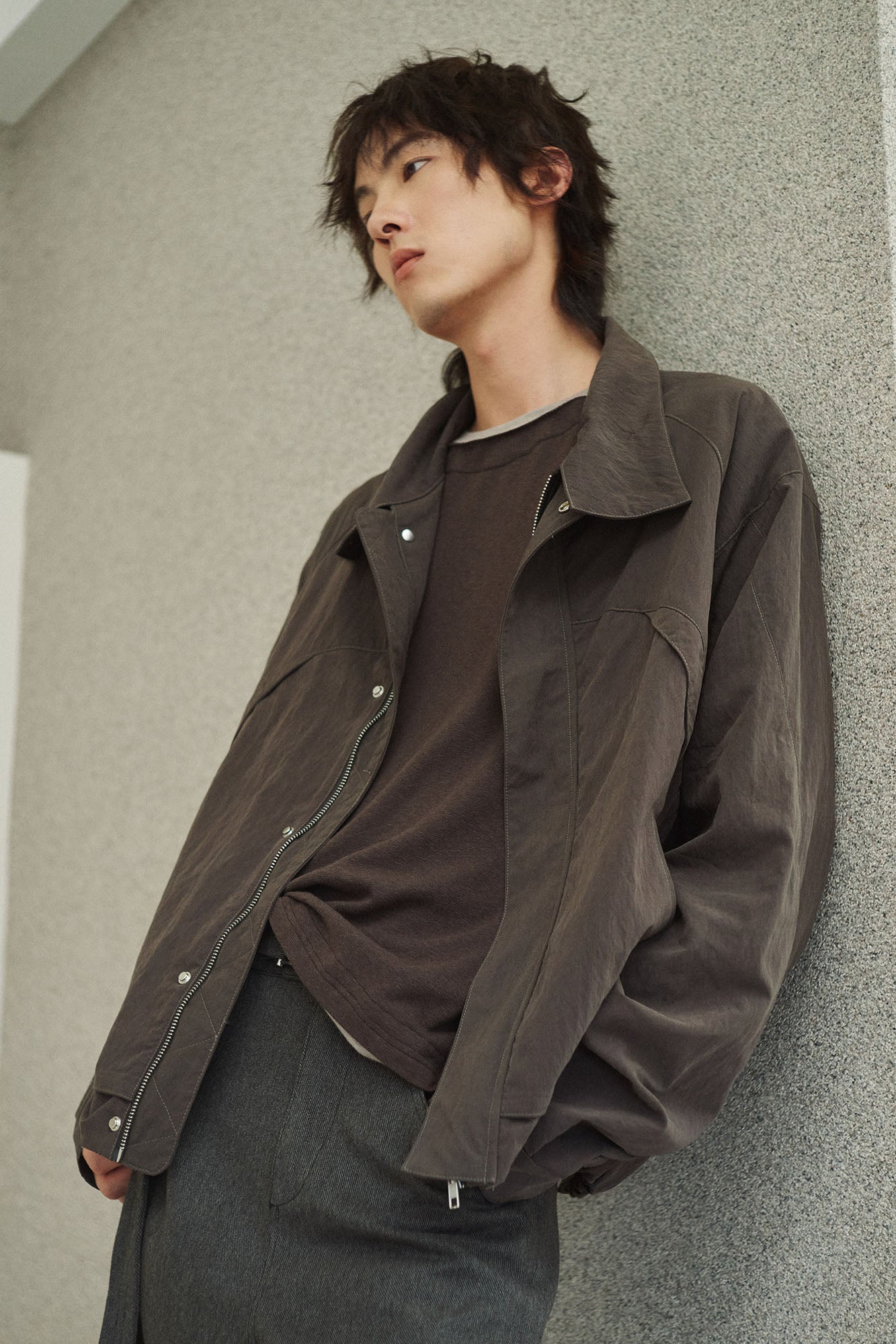 GONGHE REPUB High-Neck Elastic Hem Utility Blouson
