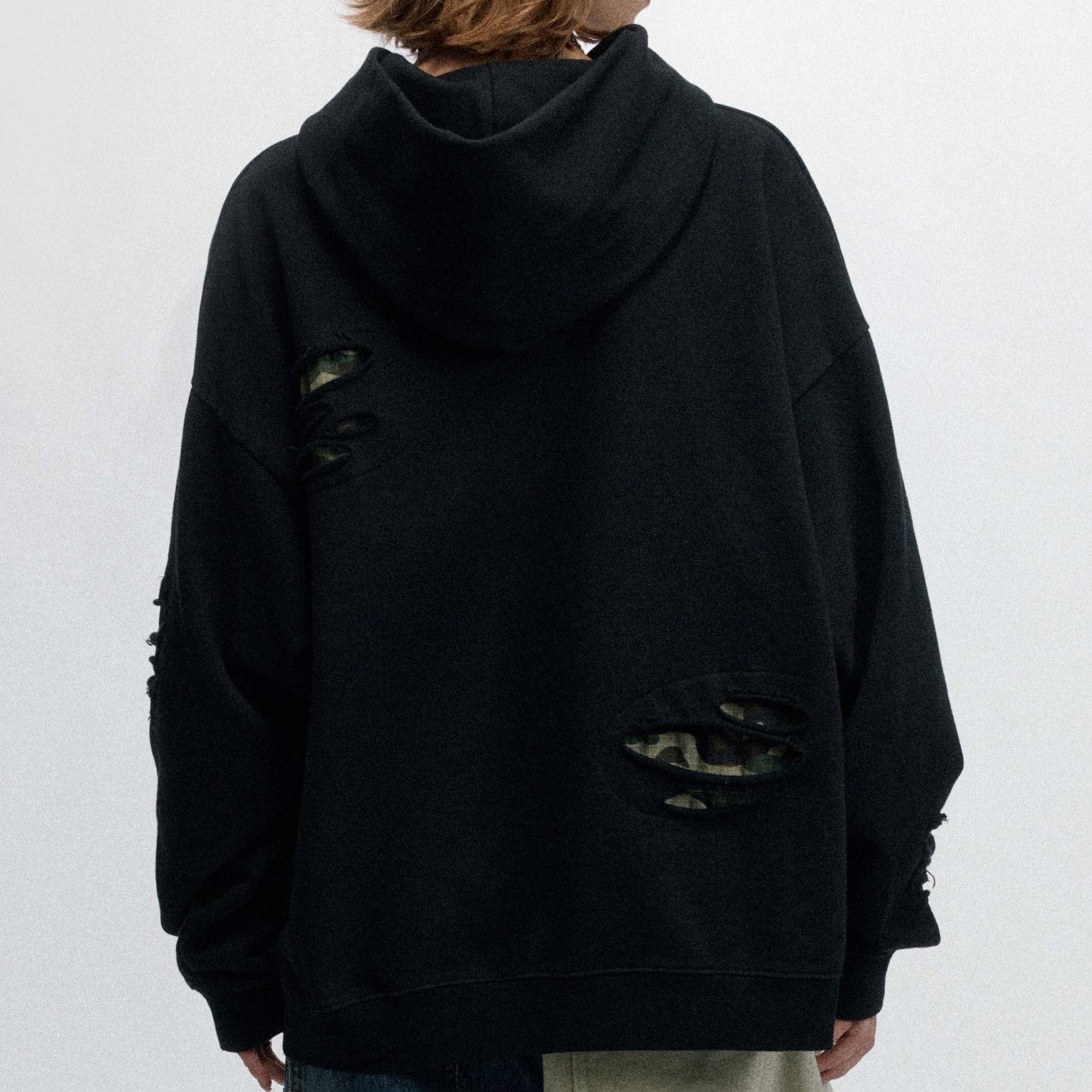 OVDY Badge Ripped Hoodie