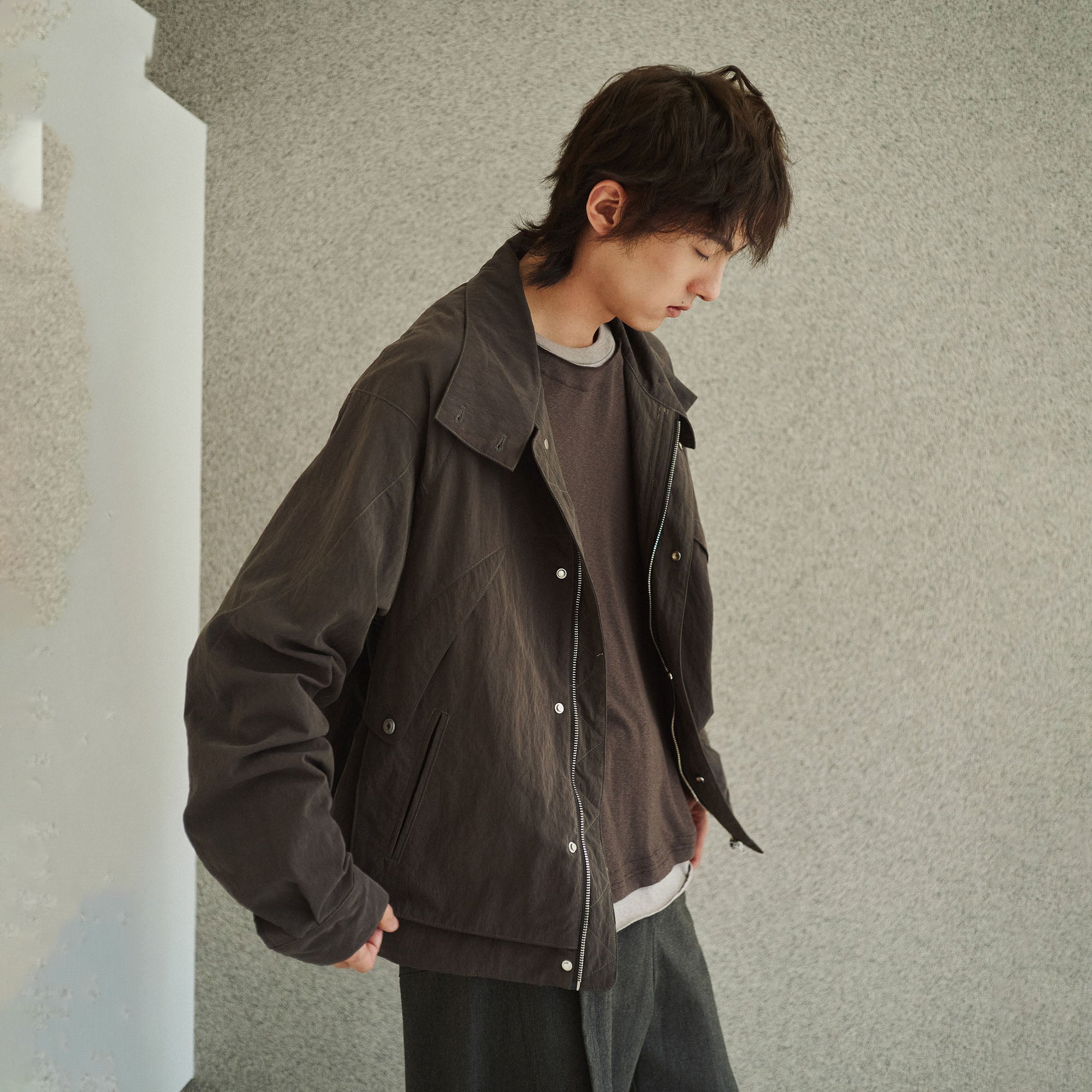 GONGHE REPUB High-Neck Elastic Hem Utility Blouson