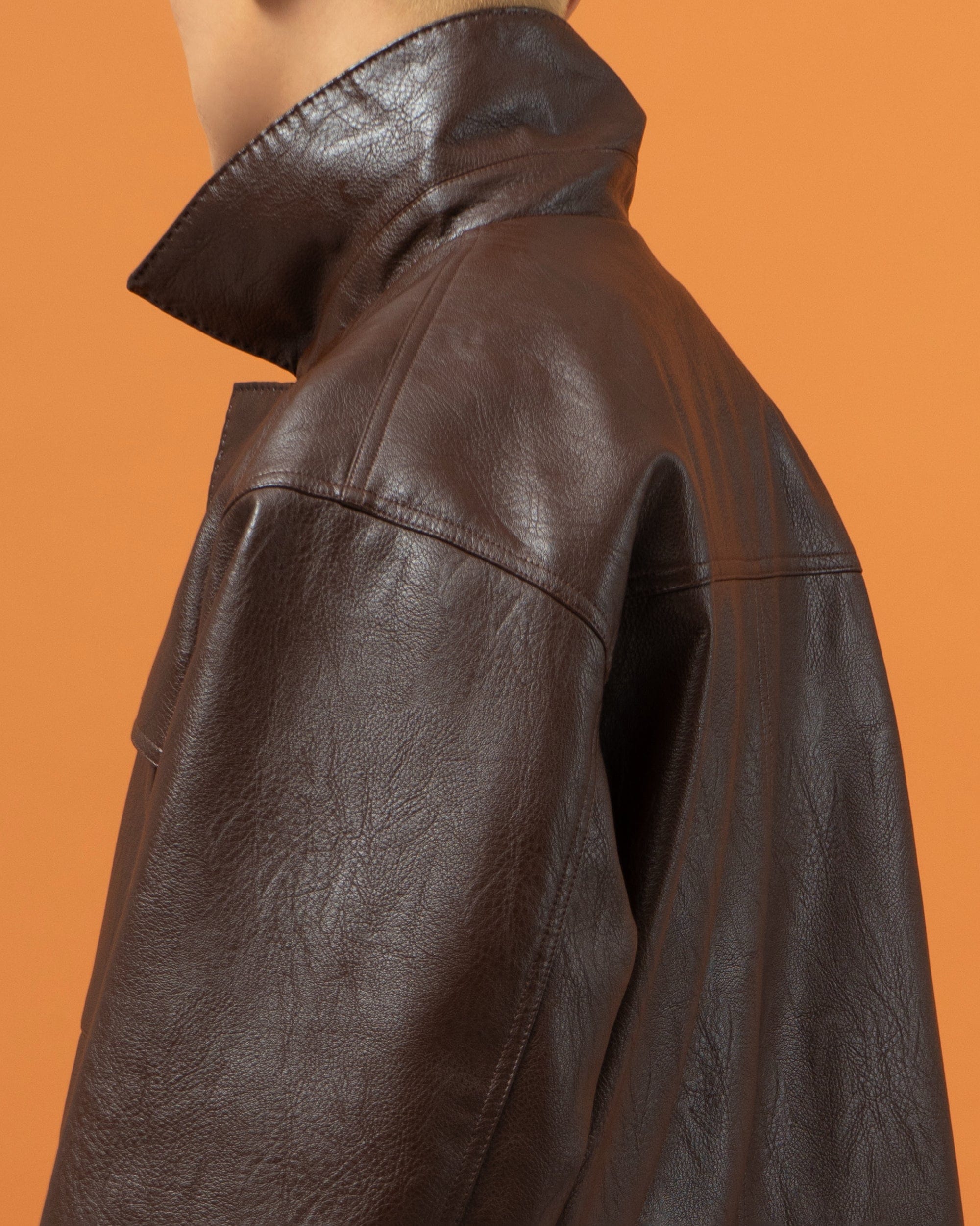 Brown Big Leather Coat Brown Leather Oversized Vegan Leather