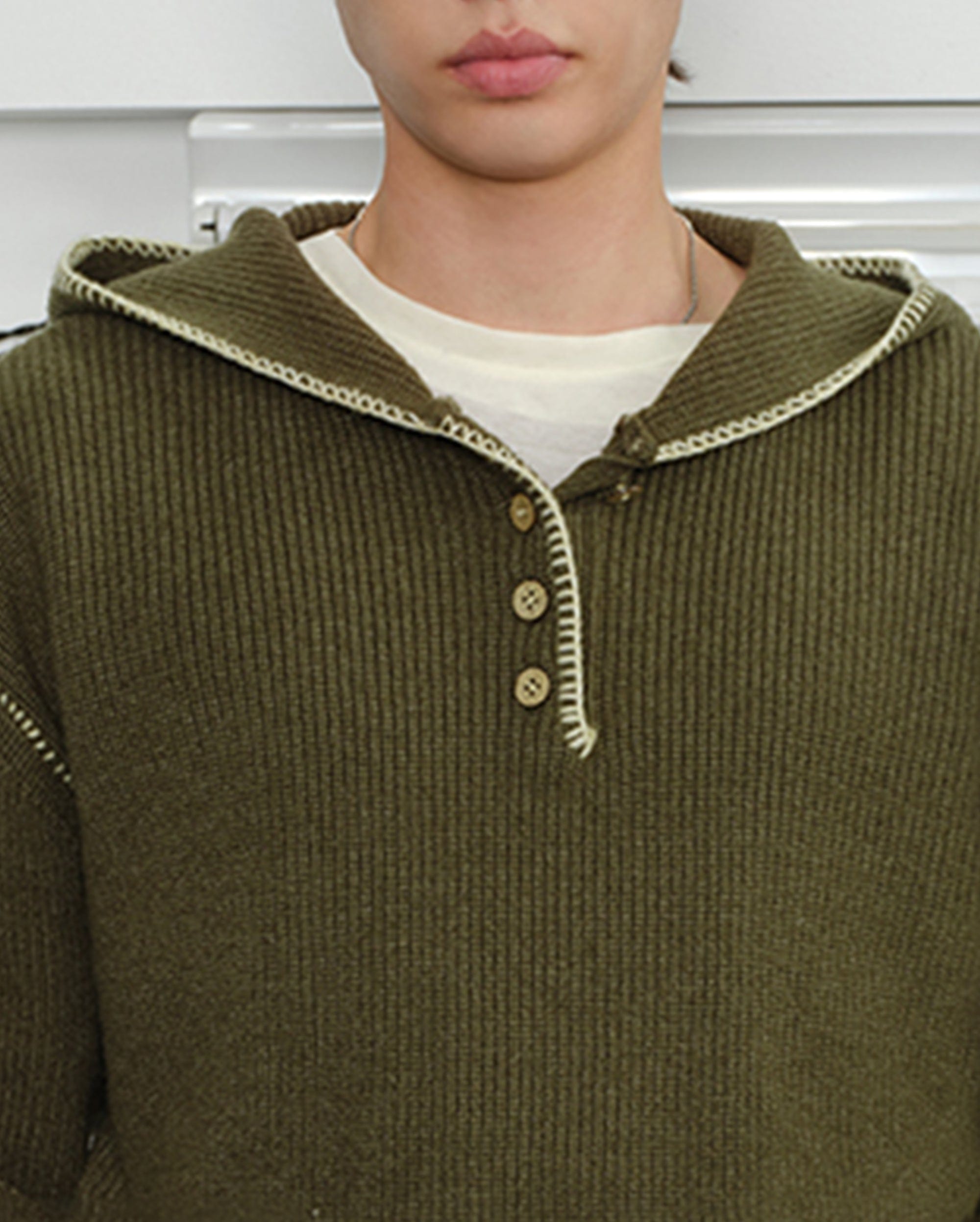 KREATE Stitched-Edges Hooded Sweater