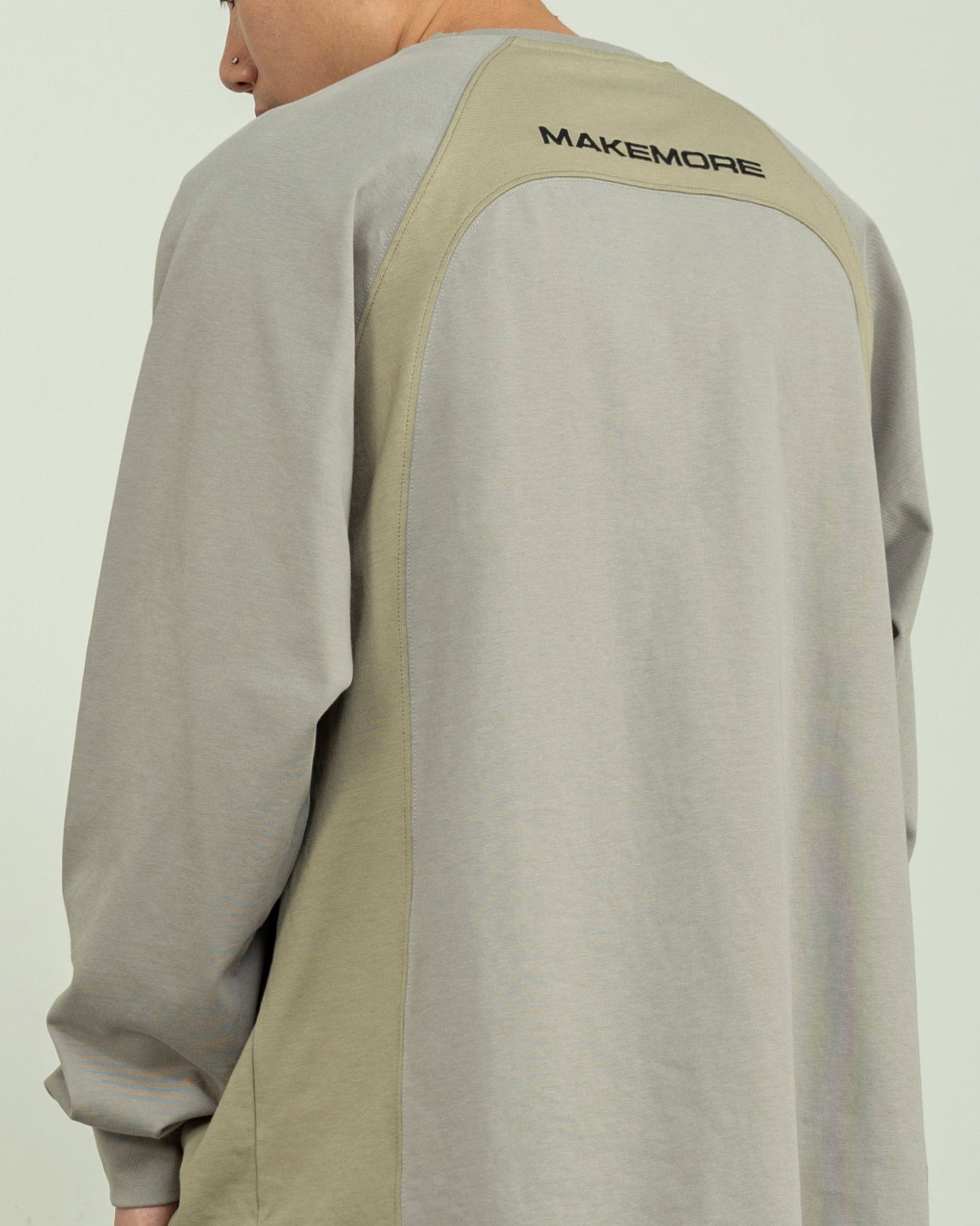 MAKEMORE Modern Deconstructed Embroidered Long-Sleeve Tee, premium urban and streetwear designers apparel on PROJECTISR.com, MAKEMORE