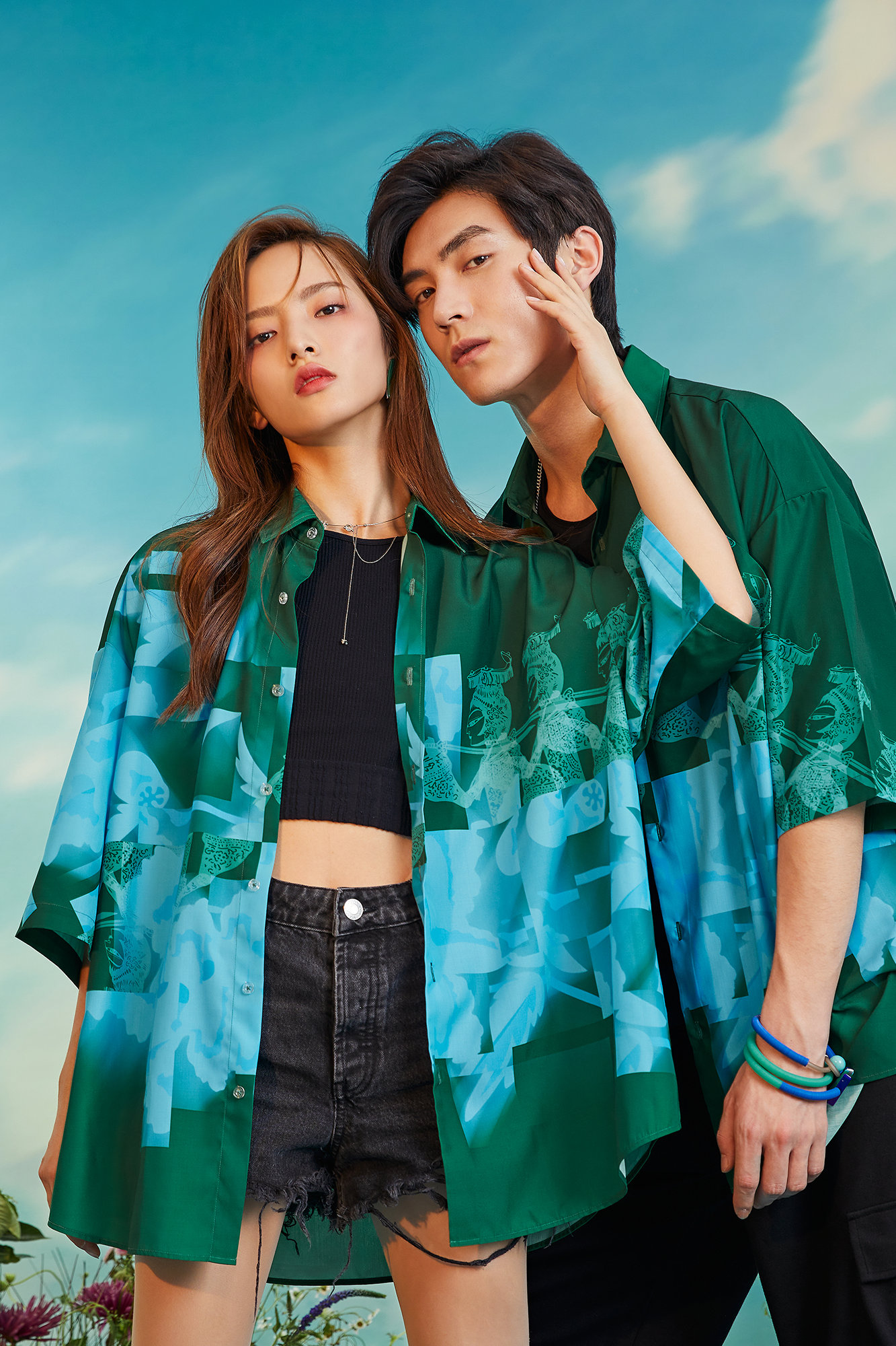 MASH UP ASIA Poppy Full-Print Half Shirt, premium urban and streetwear designers apparel on PROJECTISR.com, MASH UP ASIA