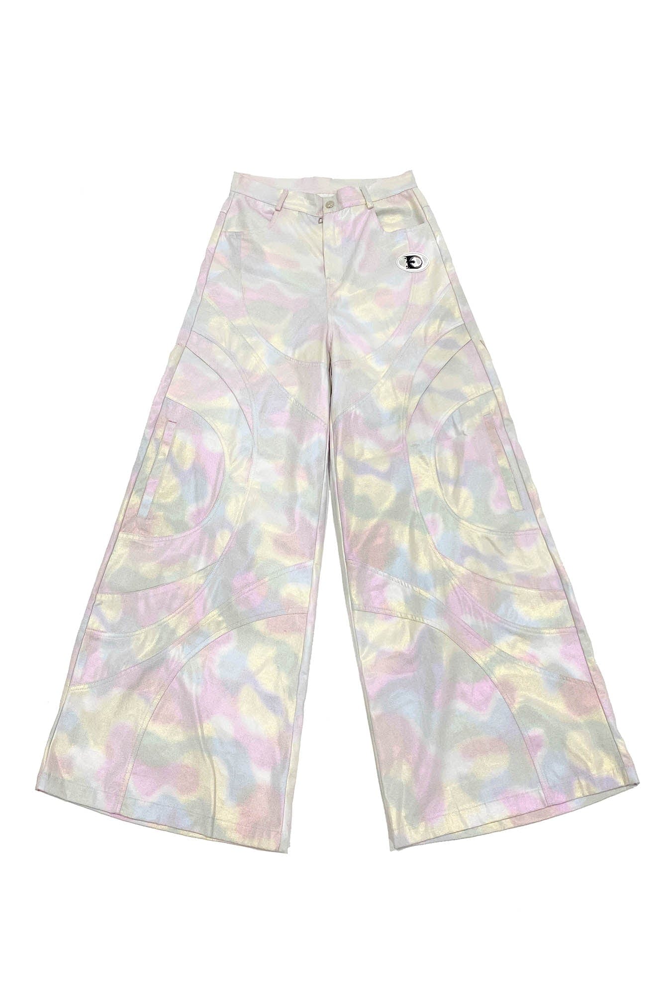 EMBRYO Deconstructed Iridescent Camo Wide-Leg Pants