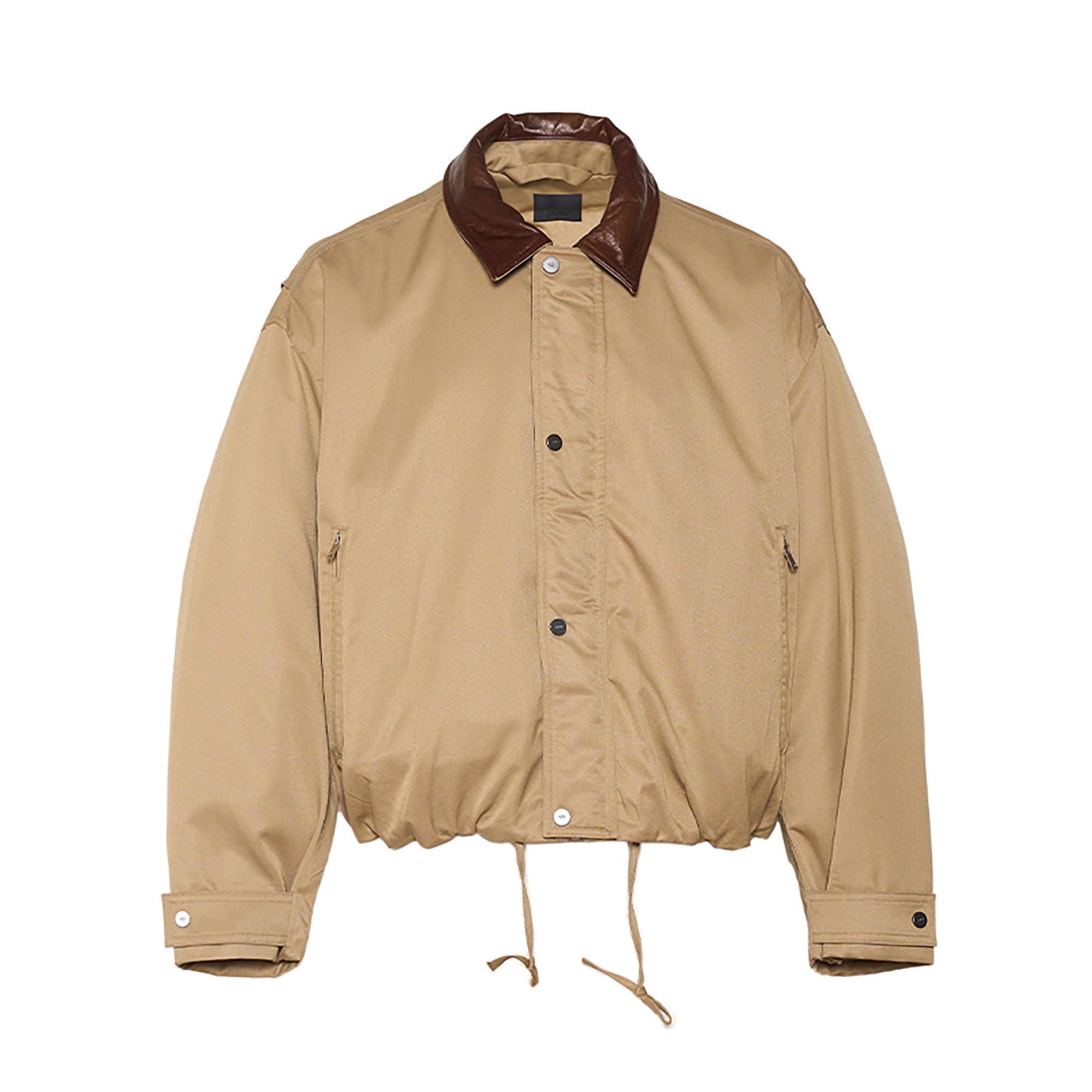 PMW Contrast Leather Collar Bomber Jacket