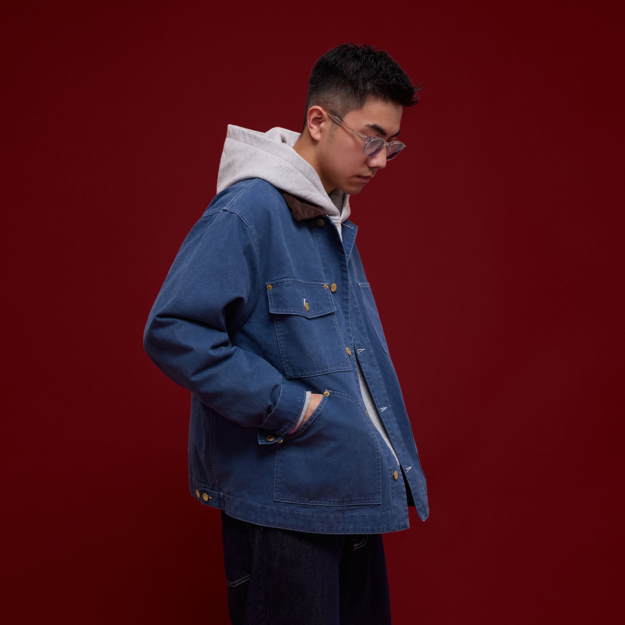 BANANA CLUB Contrast Collar Stitch Utility Jacket