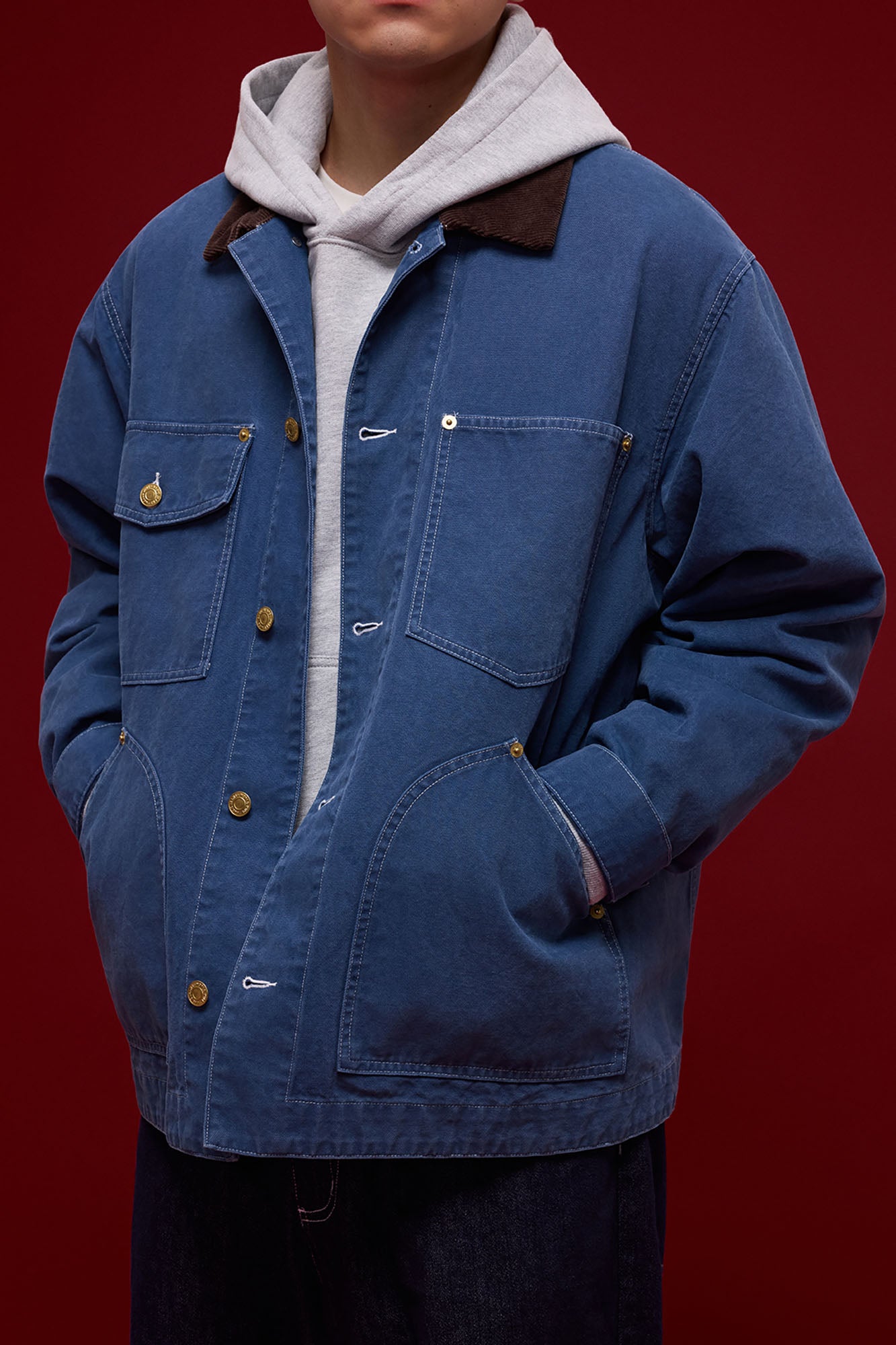 BANANA CLUB Contrast Collar Stitch Utility Jacket