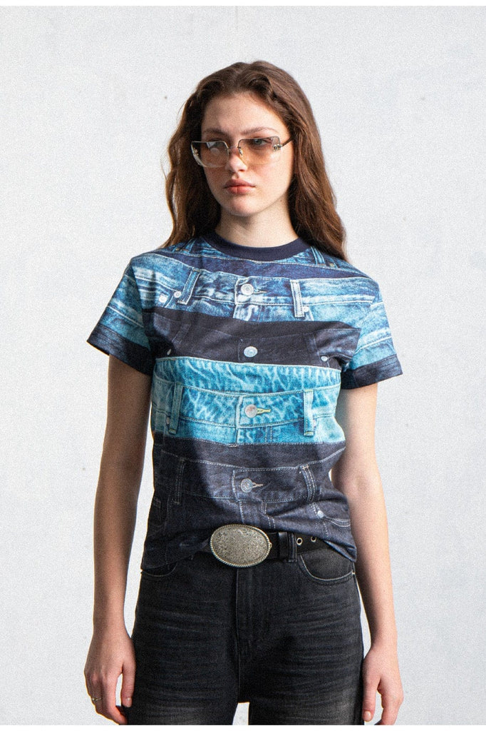 LEONSENSE Full Print Jeans T-Shirt, premium urban and streetwear designers apparel on PROJECTISR.com, LEONSENSE