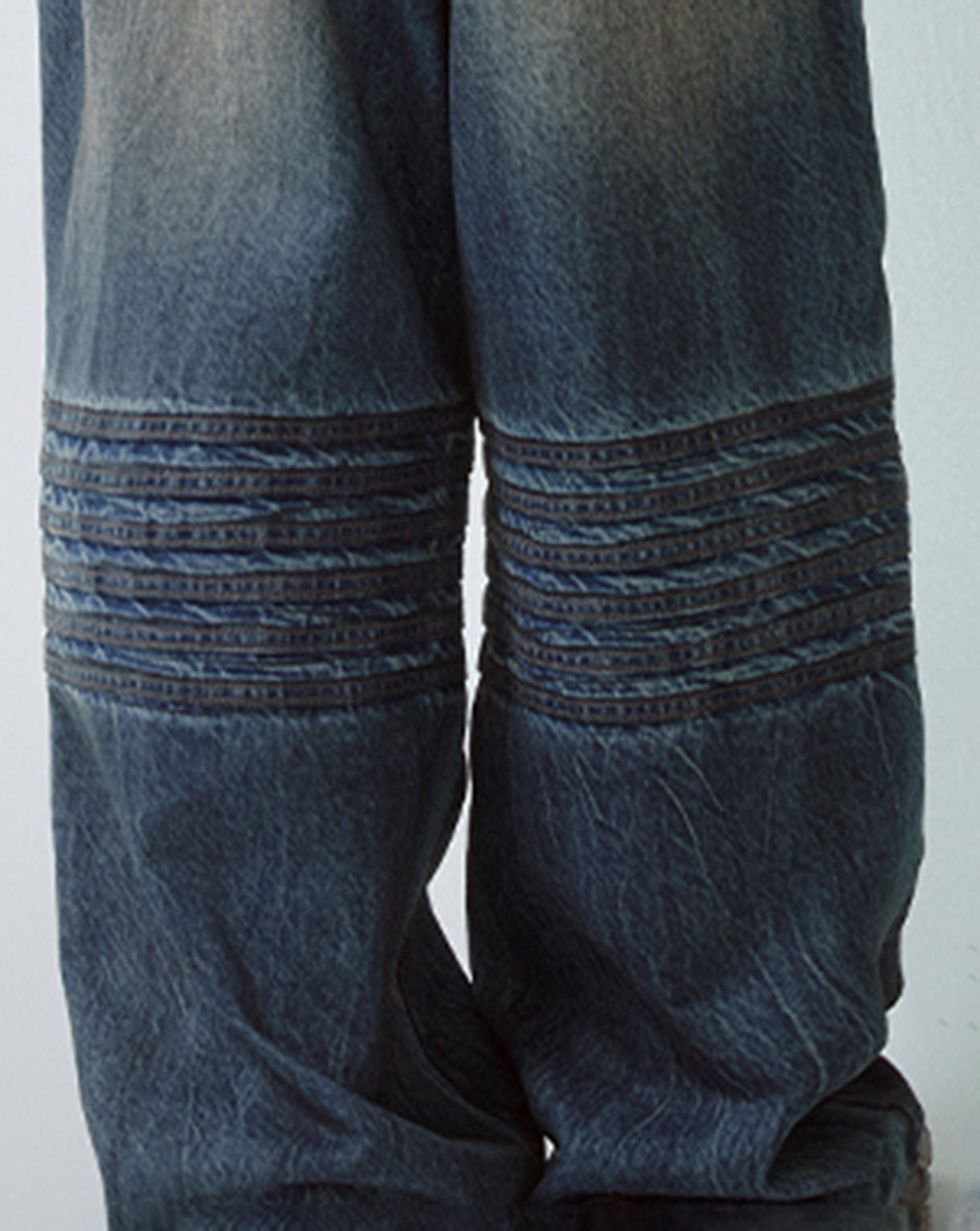 F2CE Retro Crinkled-Knee Washed Pants