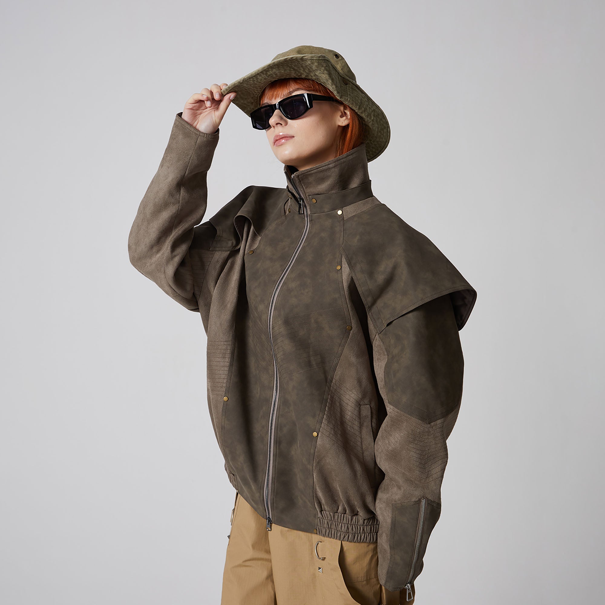 ERROR CODE ROBOT Armored Layered PU & Suede Panel Jacket, premium urban and streetwear designers apparel on PROJECTISR.com, ERROR CODE ROBOT