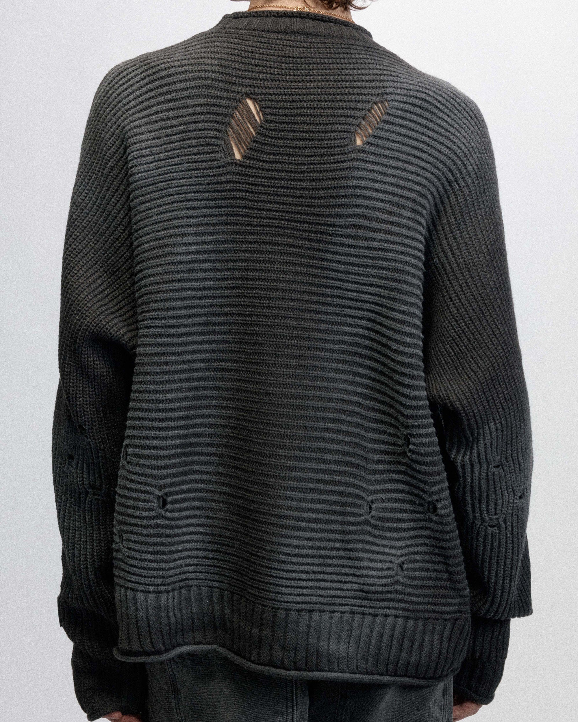 OVDY Faded Ripped Raw Edge Sweater