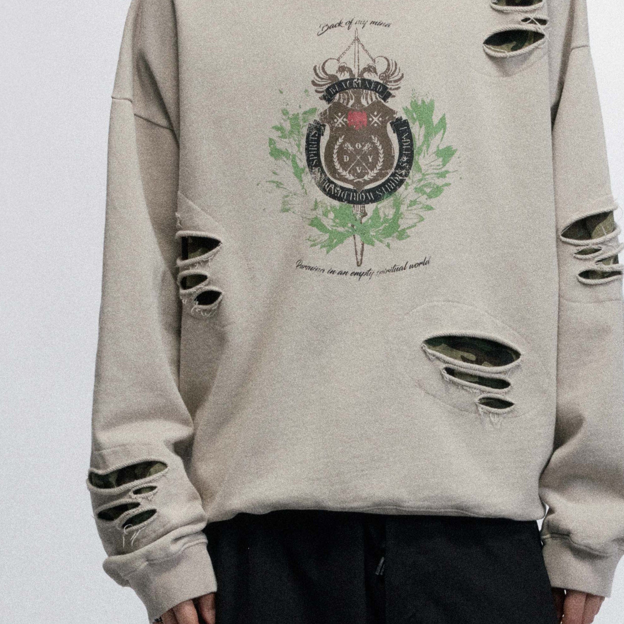 OVDY Badge Ripped Hoodie