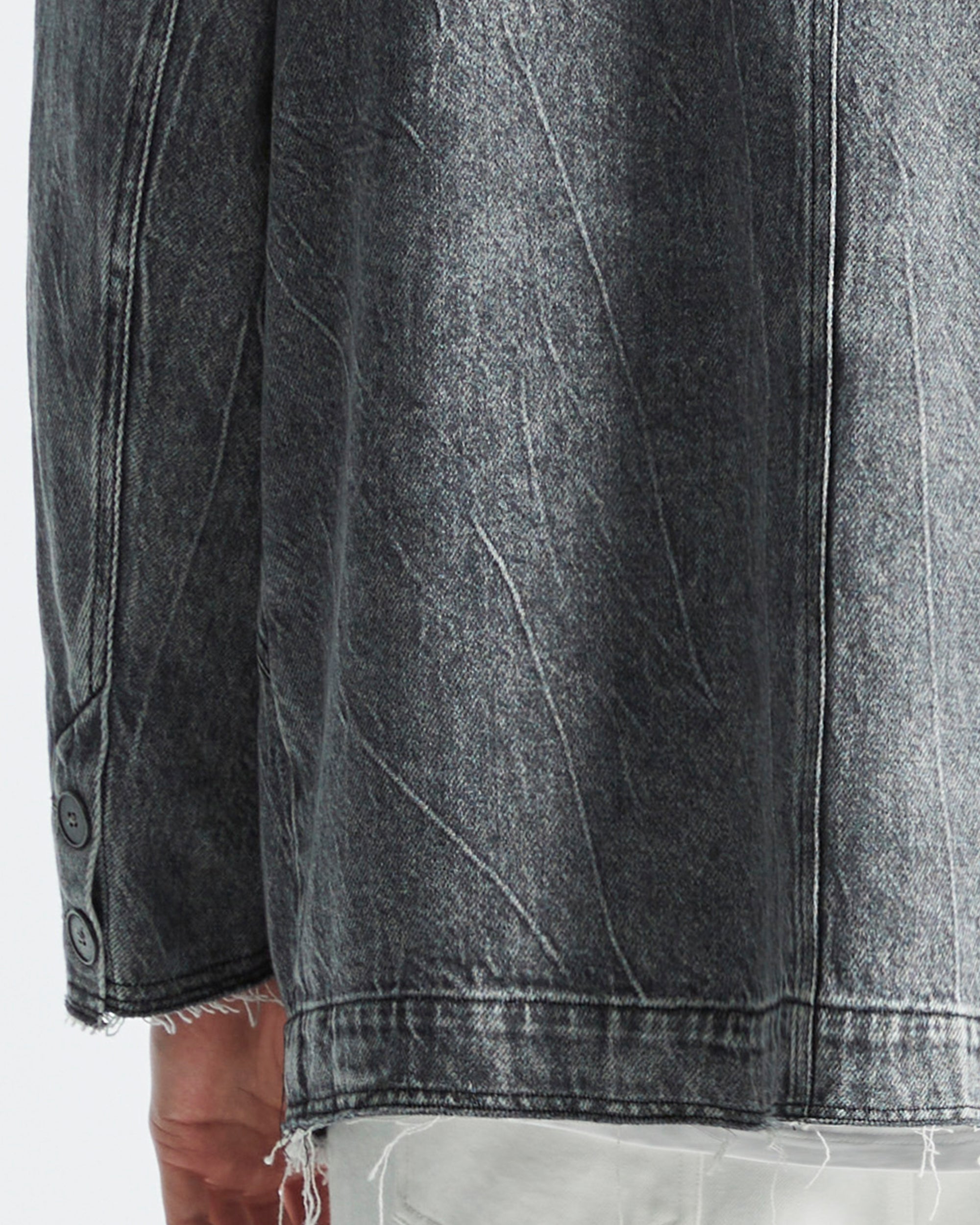 ORGANIC EMOTION Deconstructed Washed Detachable Collar Denim Blazer