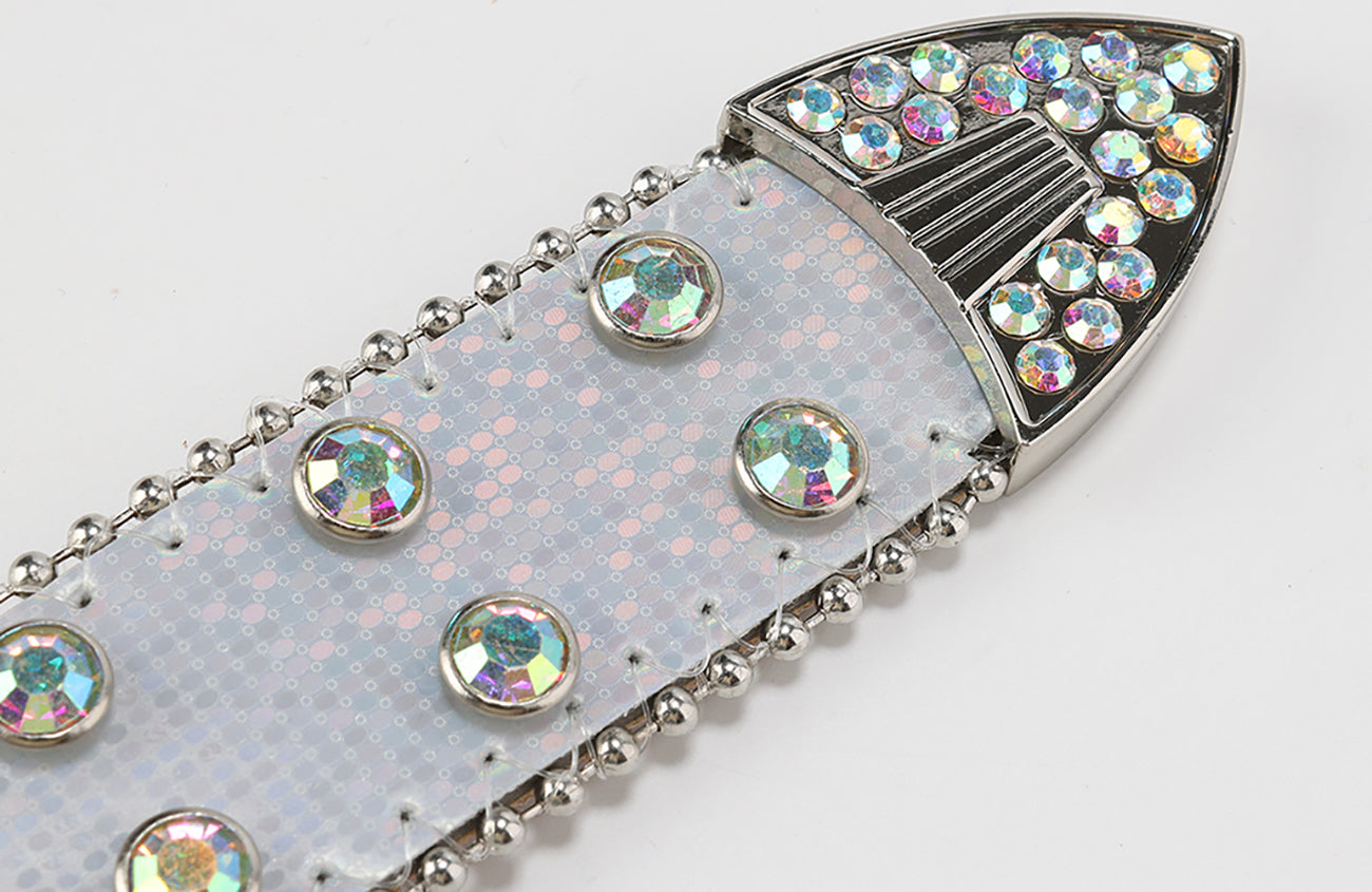 CYCYCY Iridescent Diamond Studded Buckle Belt