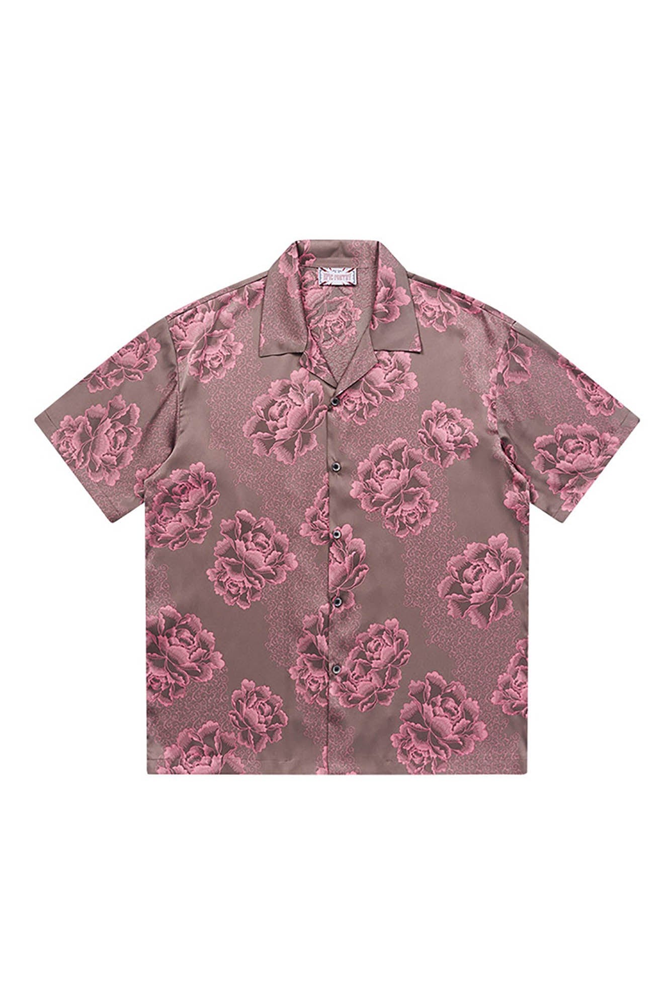 EPIC POETRY Floral Satin Cuban Half Shirt