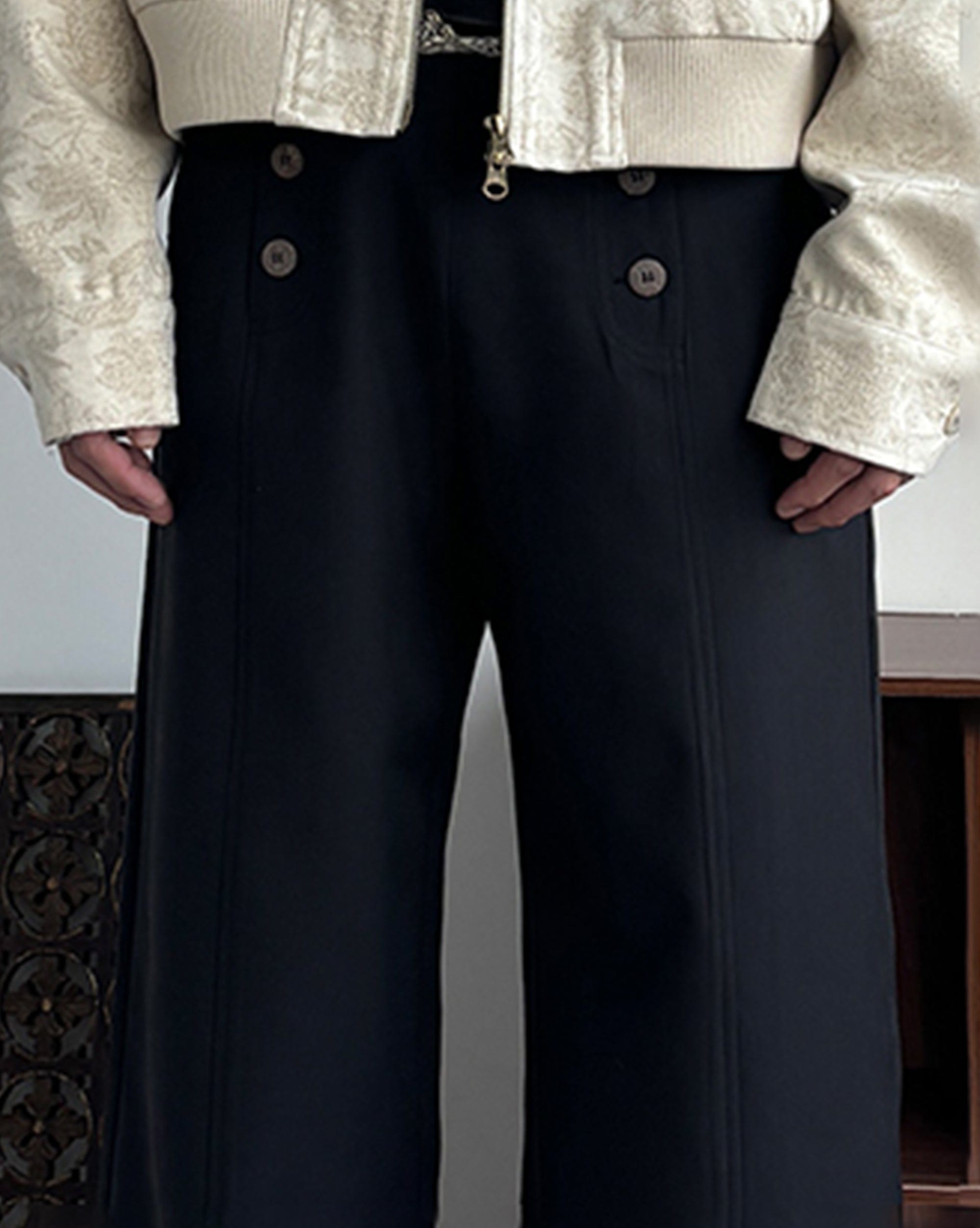 KREATE Double-Breasted Wide-Leg Trousers