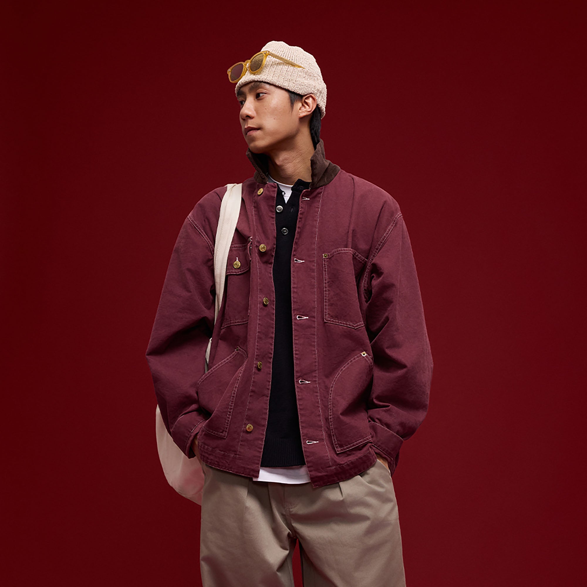 BANANA CLUB Contrast Collar Stitch Utility Jacket