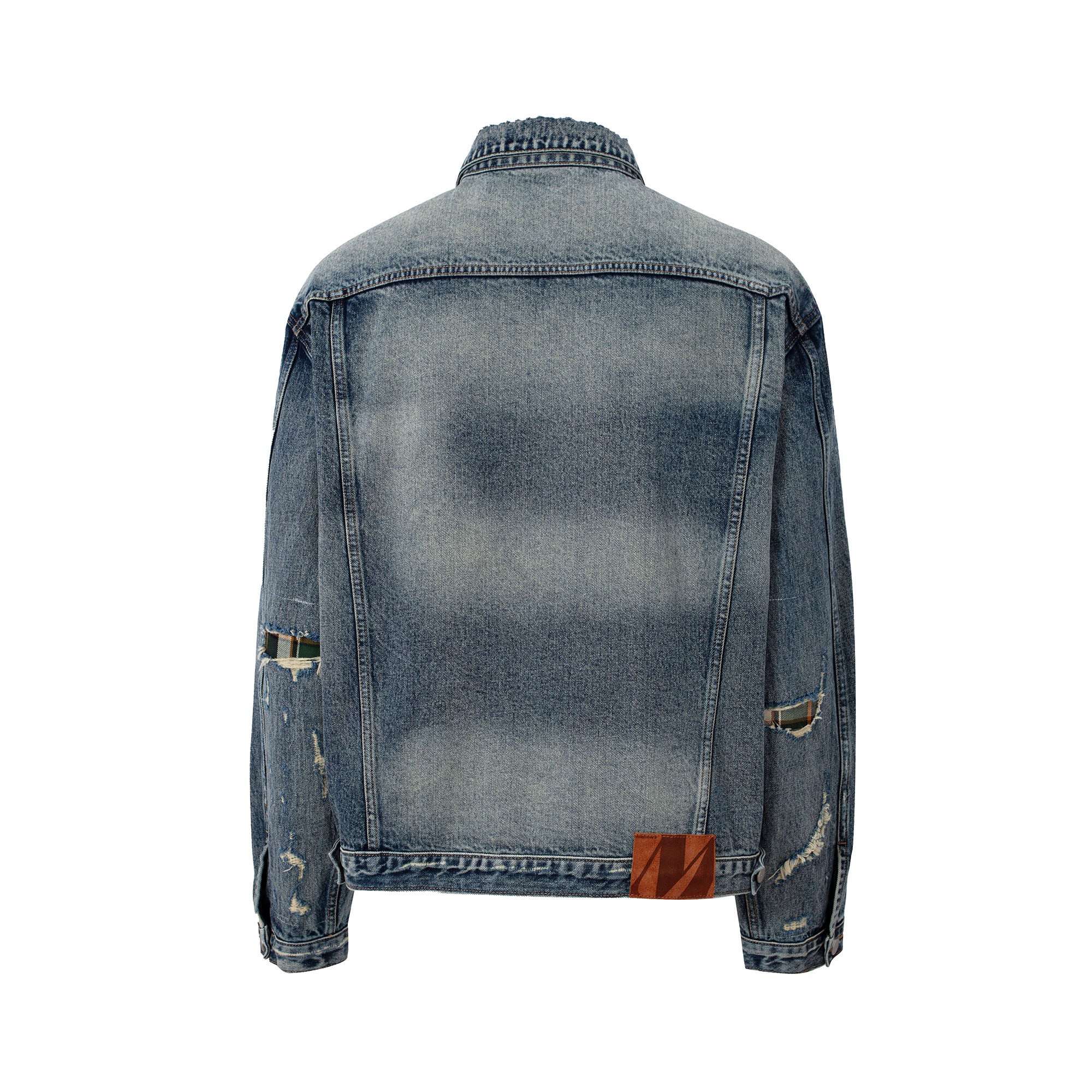 MAKEMORE Retro Distressed Ripped Denim Jacket