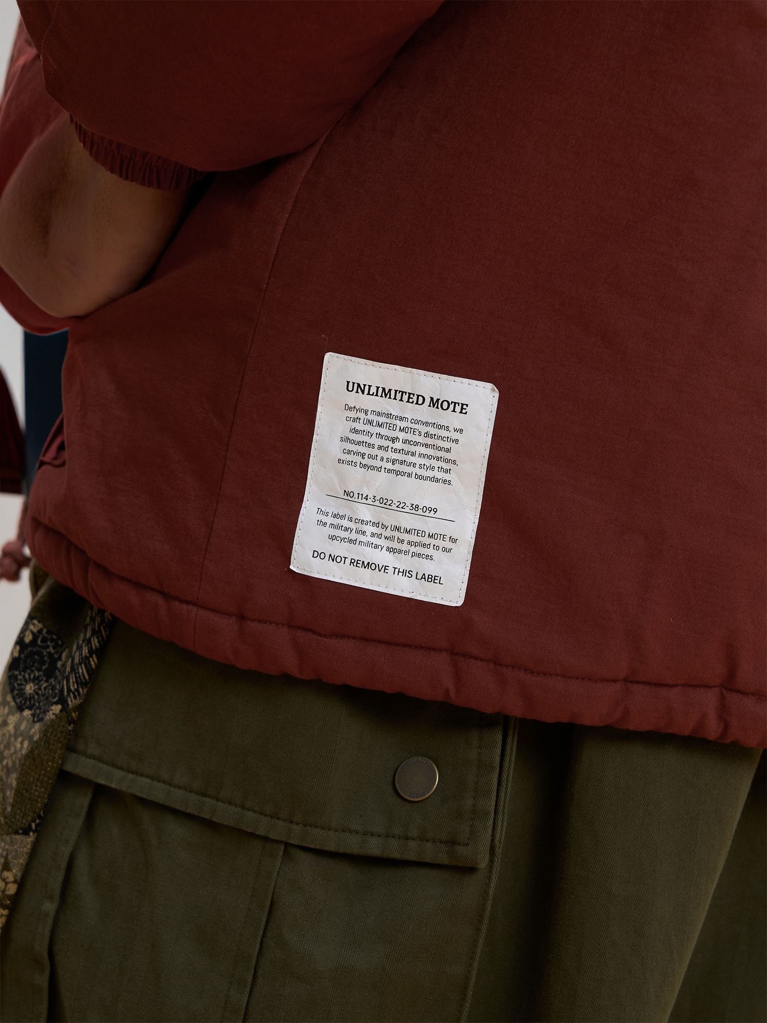 UNLIMITED MOTE Patchwork-Elbow Padded Utility Parka