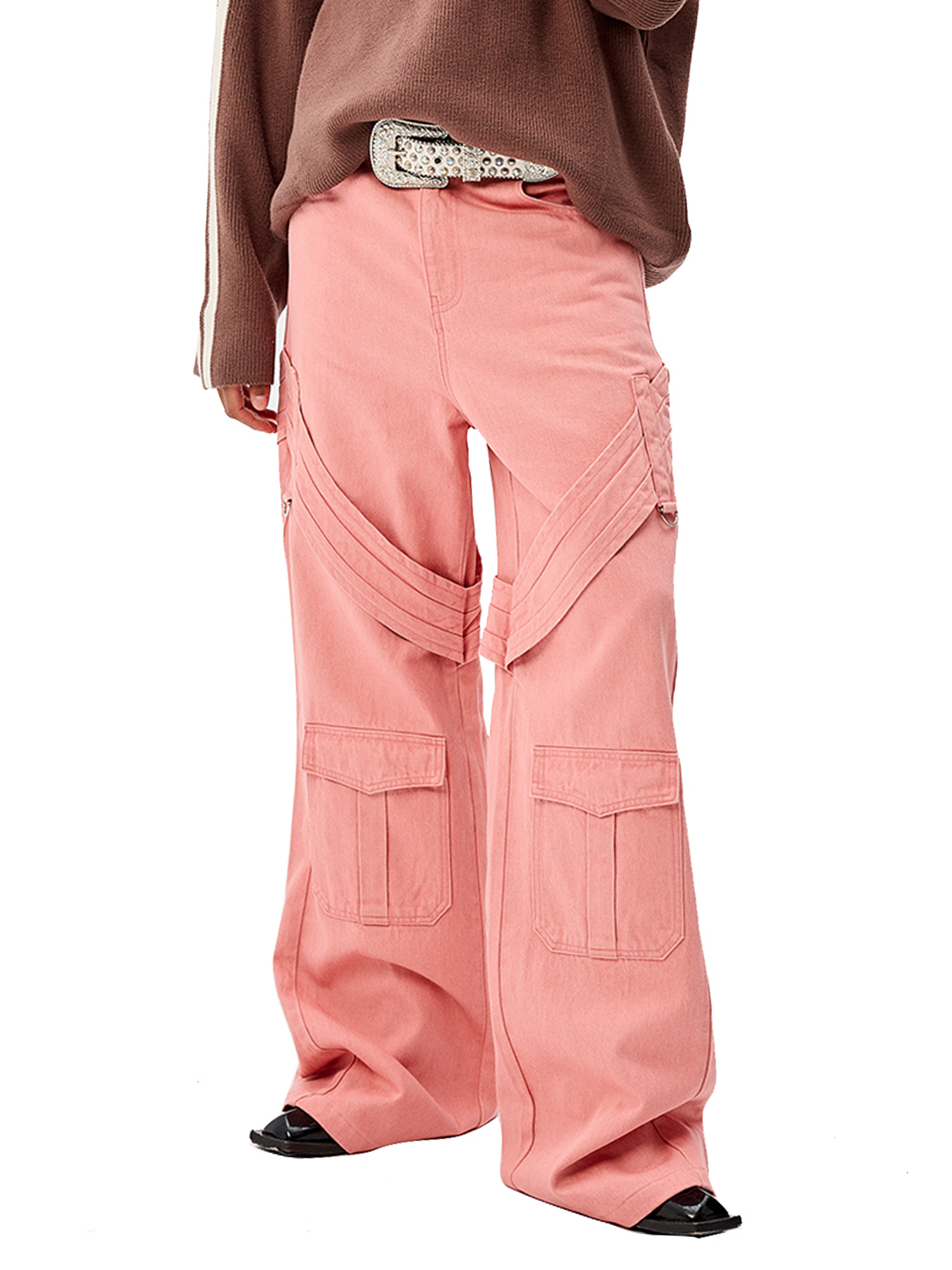 CYCYCY Tie Detail Multi-Pocket Cargo Jeans