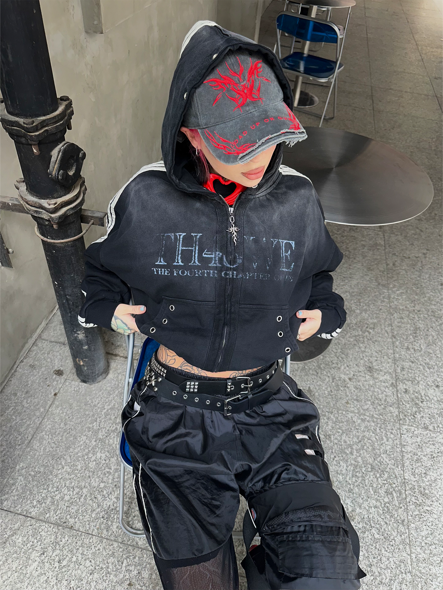 TH4SWE Washed Striped Hooded Jacket