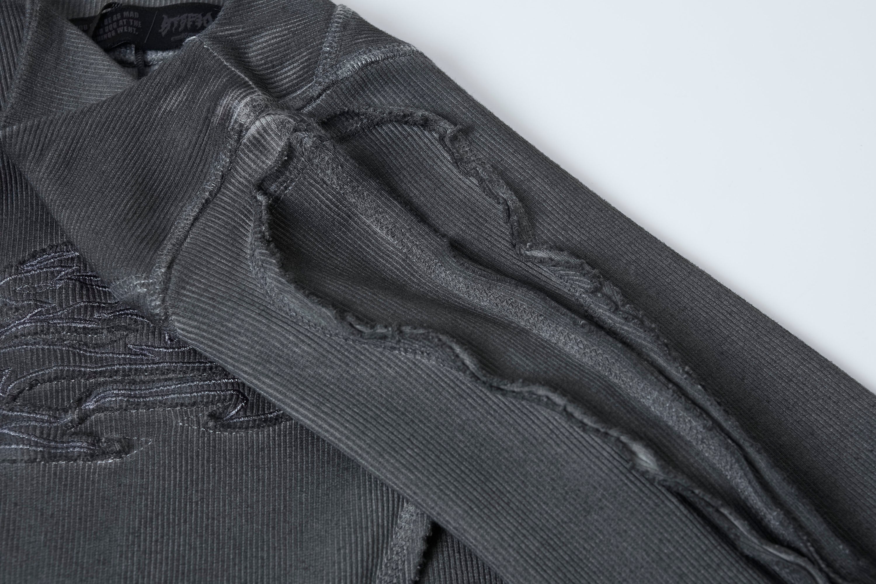 CLP Distressed Raw-Seam Paneled Long-Sleeve Tee, premium urban and streetwear designers apparel on PROJECTISR.com, CLP