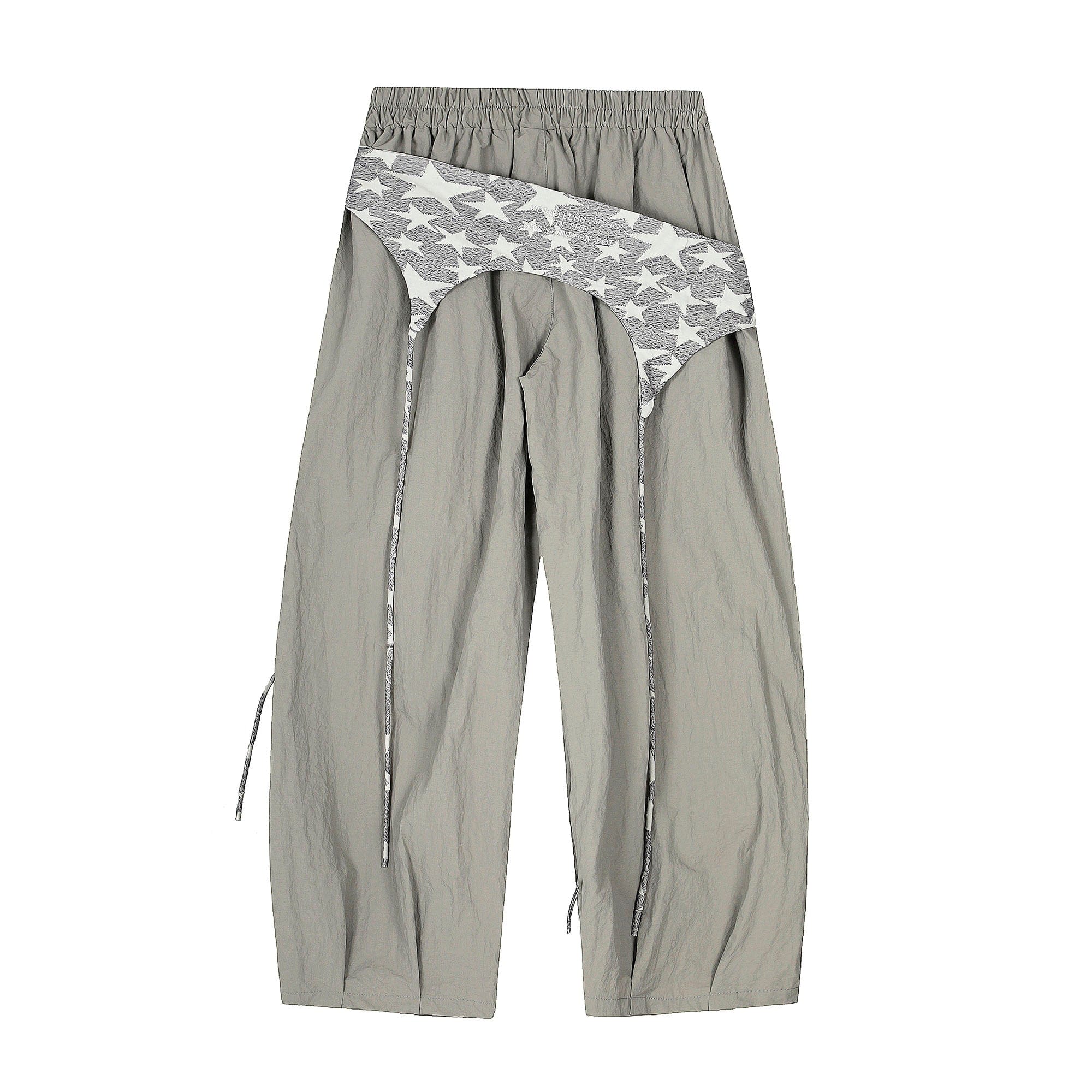 CLP Layered Crinkled Waist-Panel Parachute Pants
