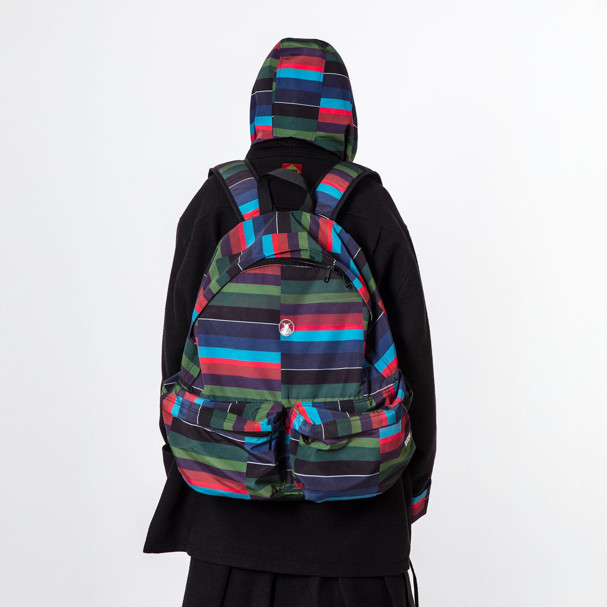 NERHI Horizontal Striped Patchwork Backpack, premium urban and streetwear designers apparel on PROJECTISR.com, NERHI