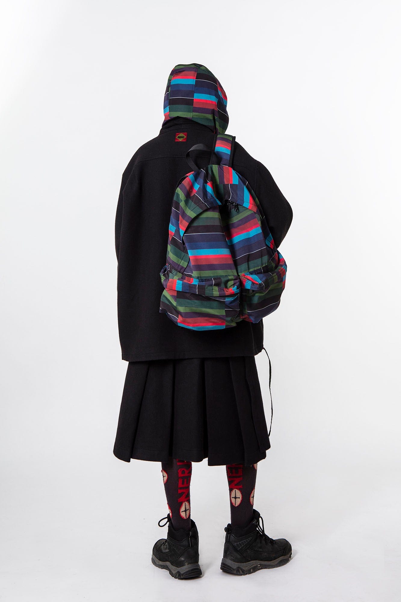 NERHI Horizontal Striped Patchwork Backpack, premium urban and streetwear designers apparel on PROJECTISR.com, NERHI