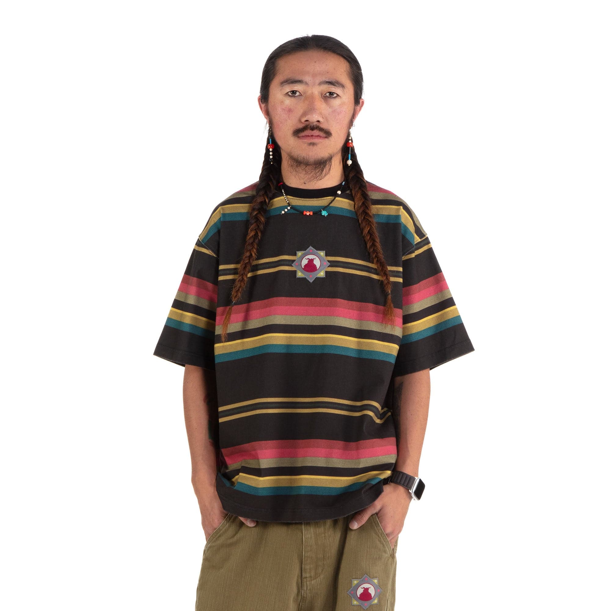 NERHI Striped LOGO Patch T-Shirt, premium urban and streetwear designers apparel on PROJECTISR.com, NERHI