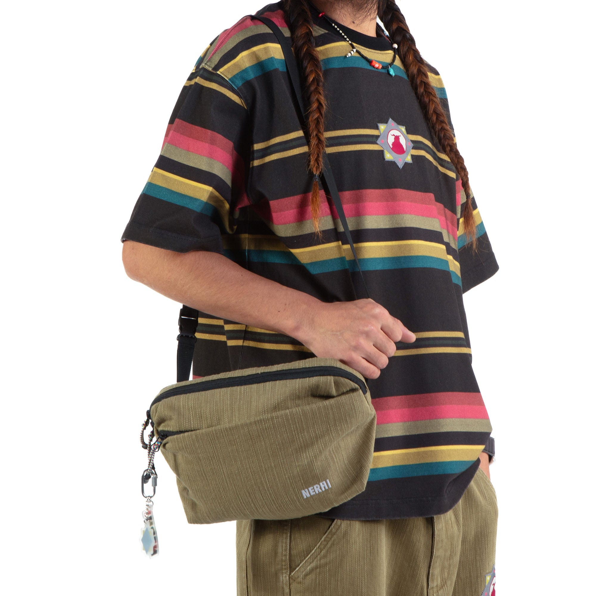NERHI Washed Panel Ethnic Graphic Crossbody Pouch, premium urban and streetwear designers apparel on PROJECTISR.com, NERHI