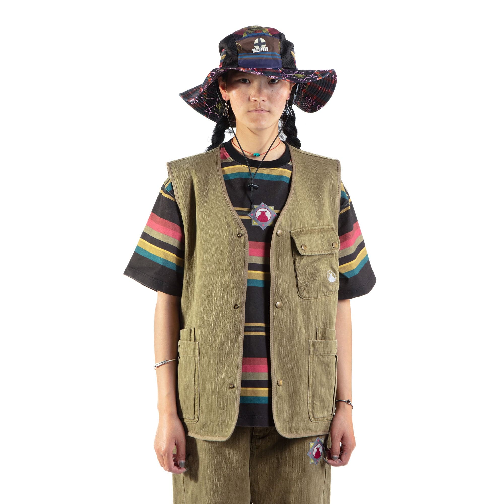 NERHI Reversible Striped Multi-Pocket Utility Vest, premium urban and streetwear designers apparel on PROJECTISR.com, NERHI