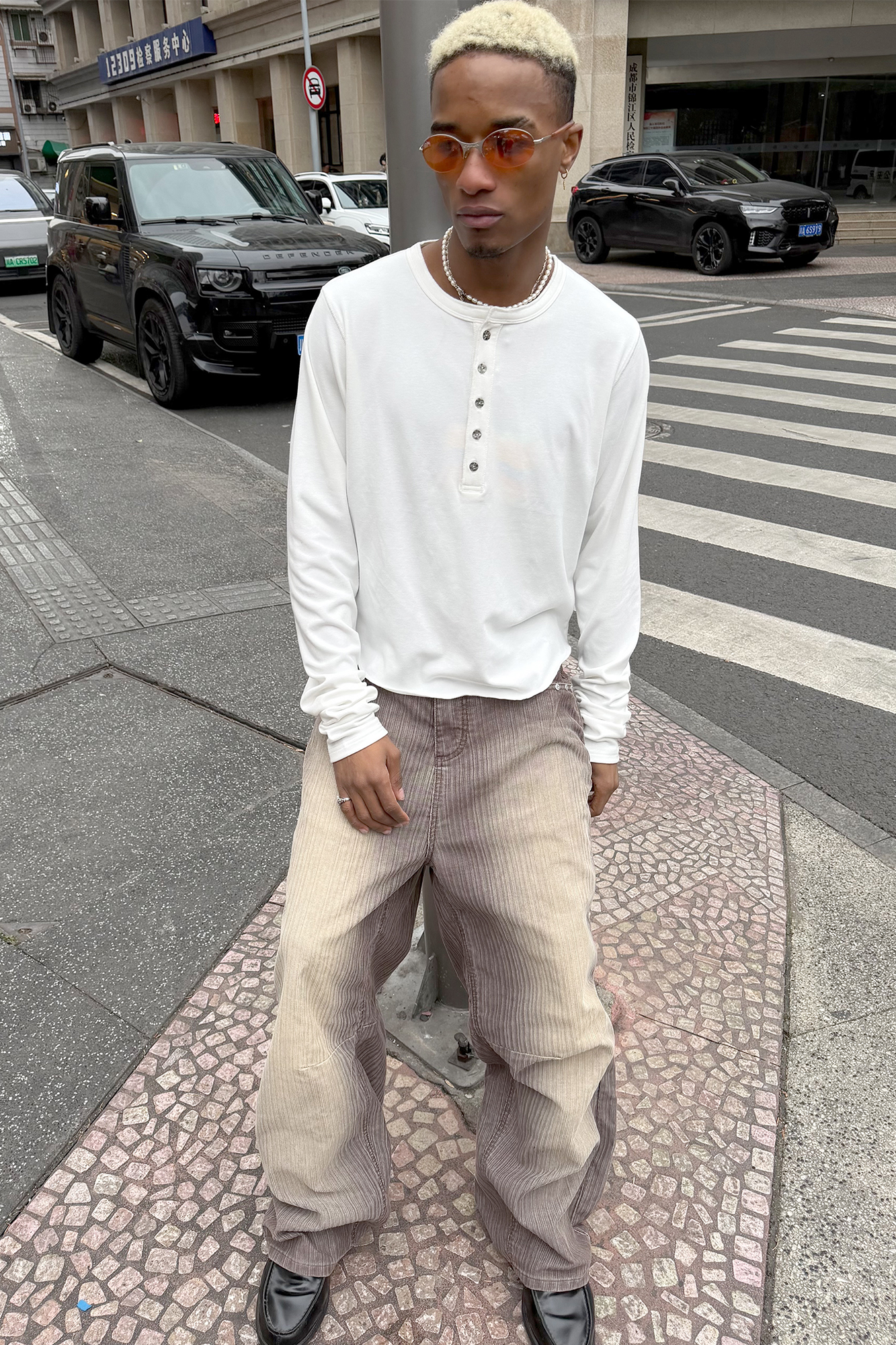 STEEPC Washed Striped Corduroy Studded Wide-Leg Pants, premium urban and streetwear designers apparel on PROJECTISR.com, STEEPC