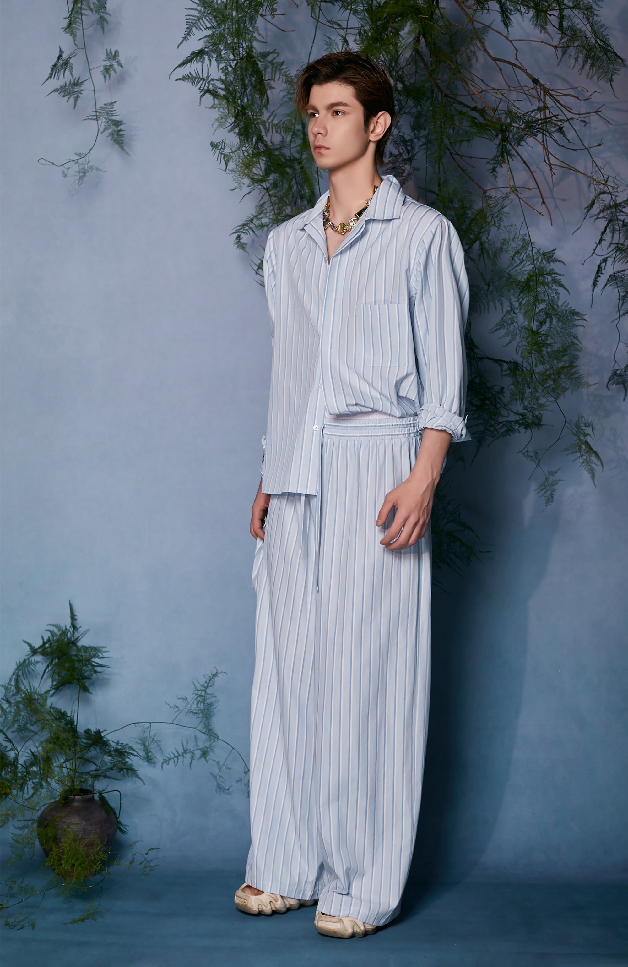 JIECHI Button-Up Striped Shirt, premium urban and streetwear designers apparel on PROJECTISR.com, JIECHI