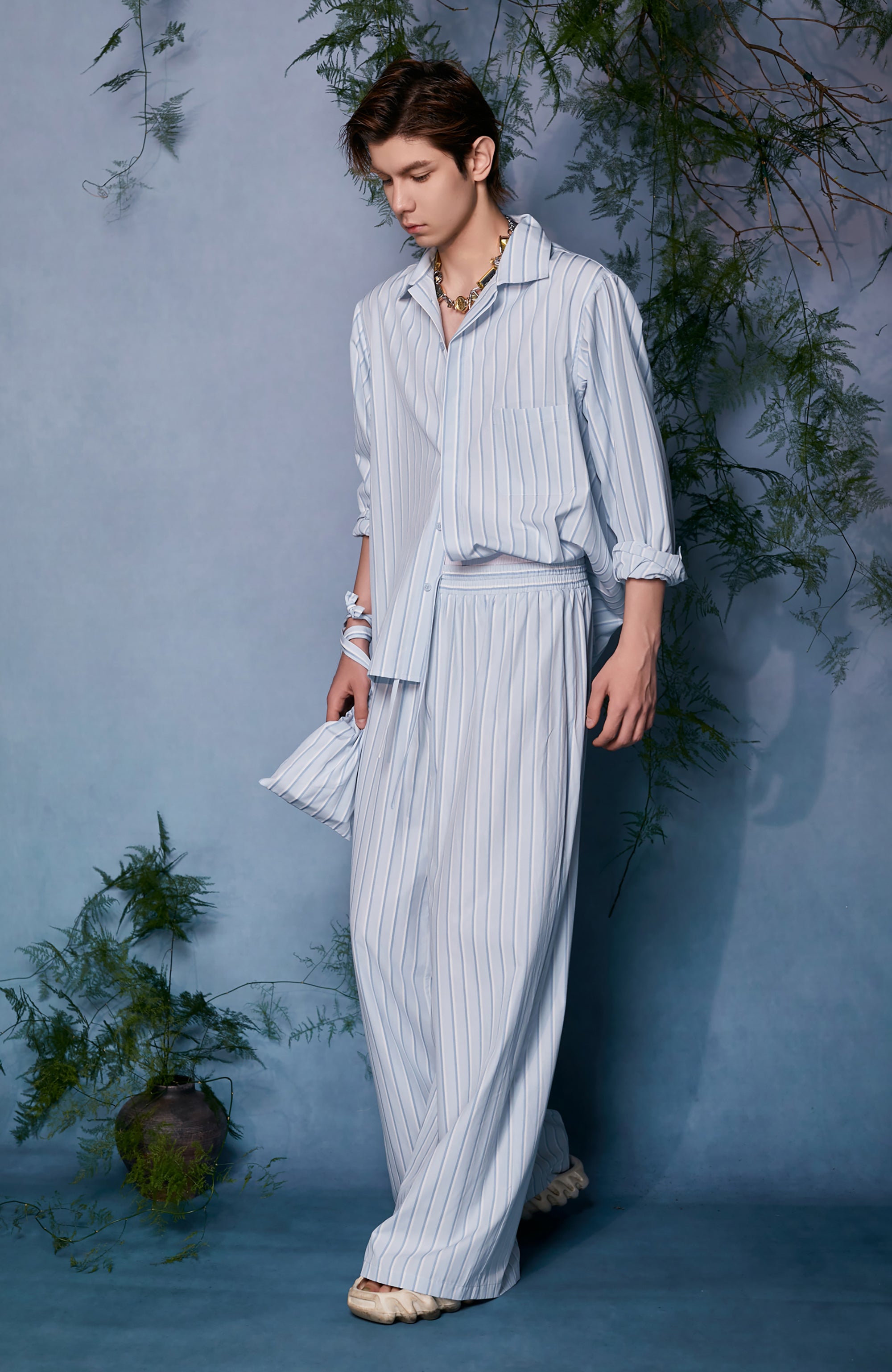 JIECHI Striped Wide-Leg Trousers, premium urban and streetwear designers apparel on PROJECTISR.com, JIECHI