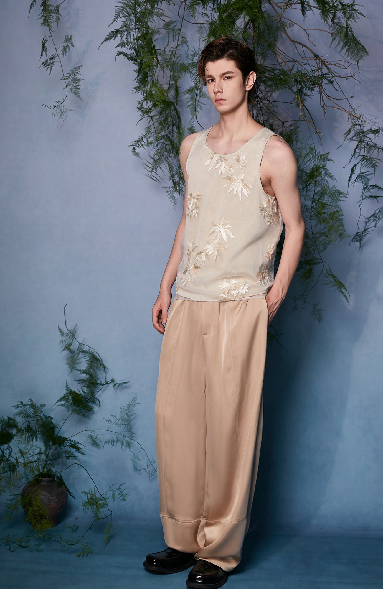JIECHI Bamboo Embroidered Tank Top, premium urban and streetwear designers apparel on PROJECTISR.com, JIECHI