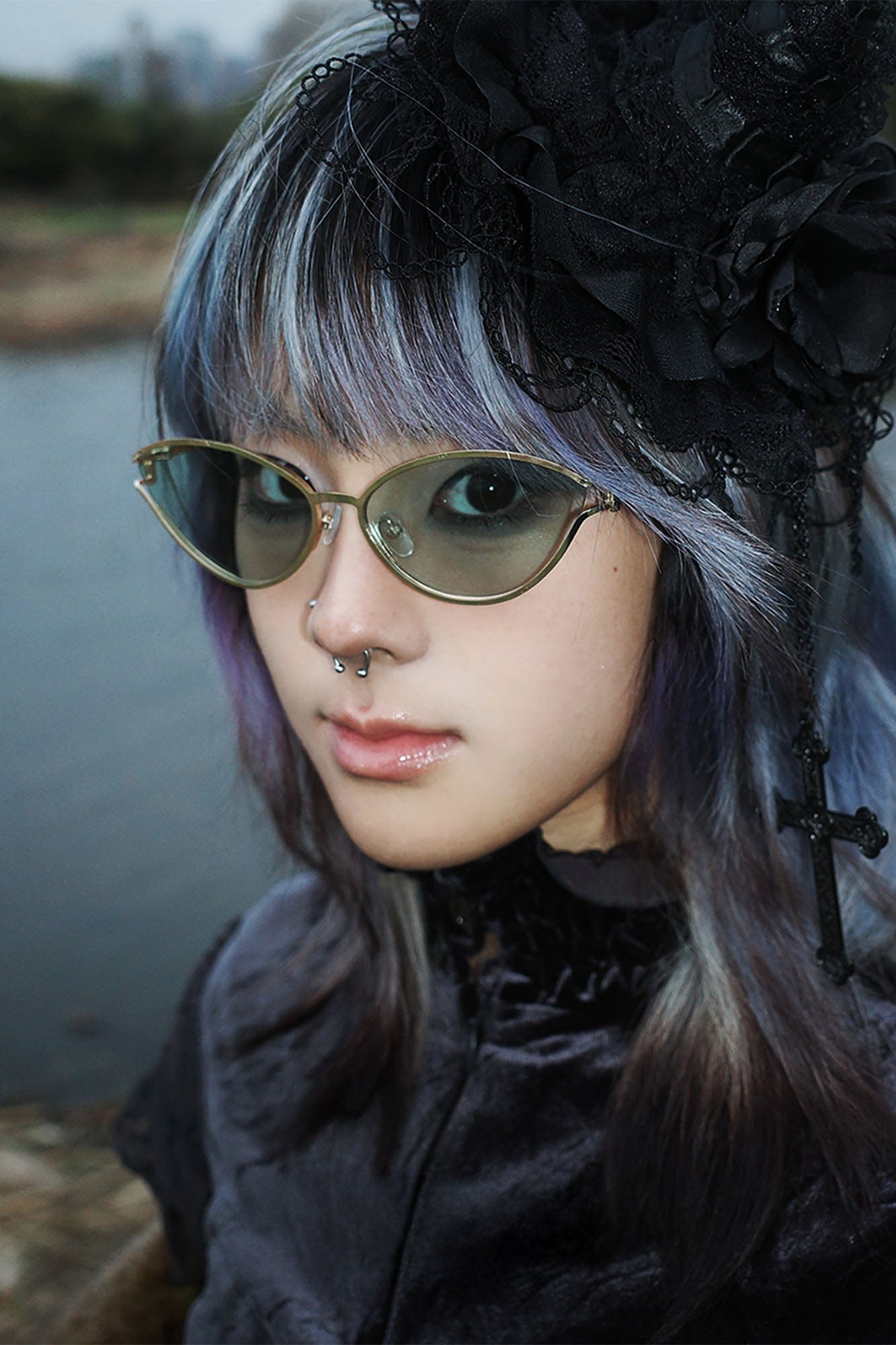 DAMAGE ASIA Retro Cat-Eye Tinted Sunglasses